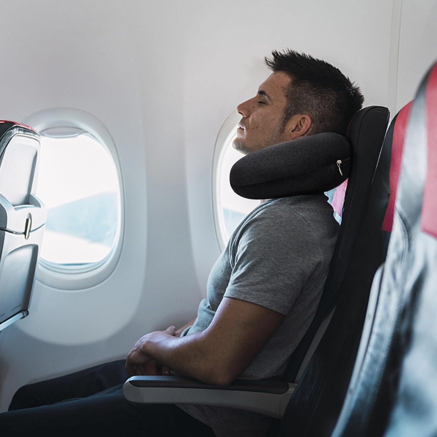 Almohada de Viaje Gosider Negra Espuma Viscoelástica 30x30 cm