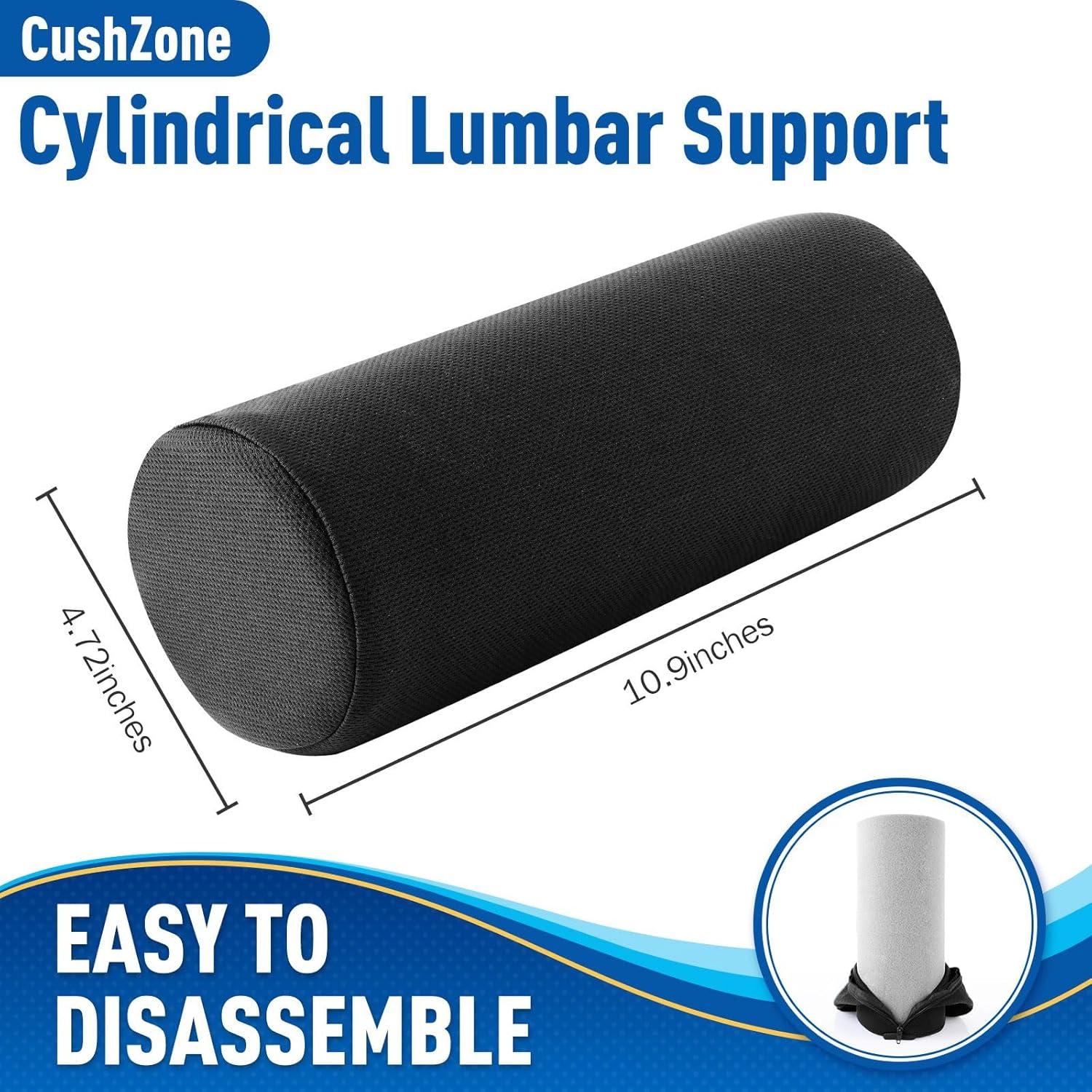 Almohada Lumbar CushZone Espuma Memoria Negra 27.7x12cm