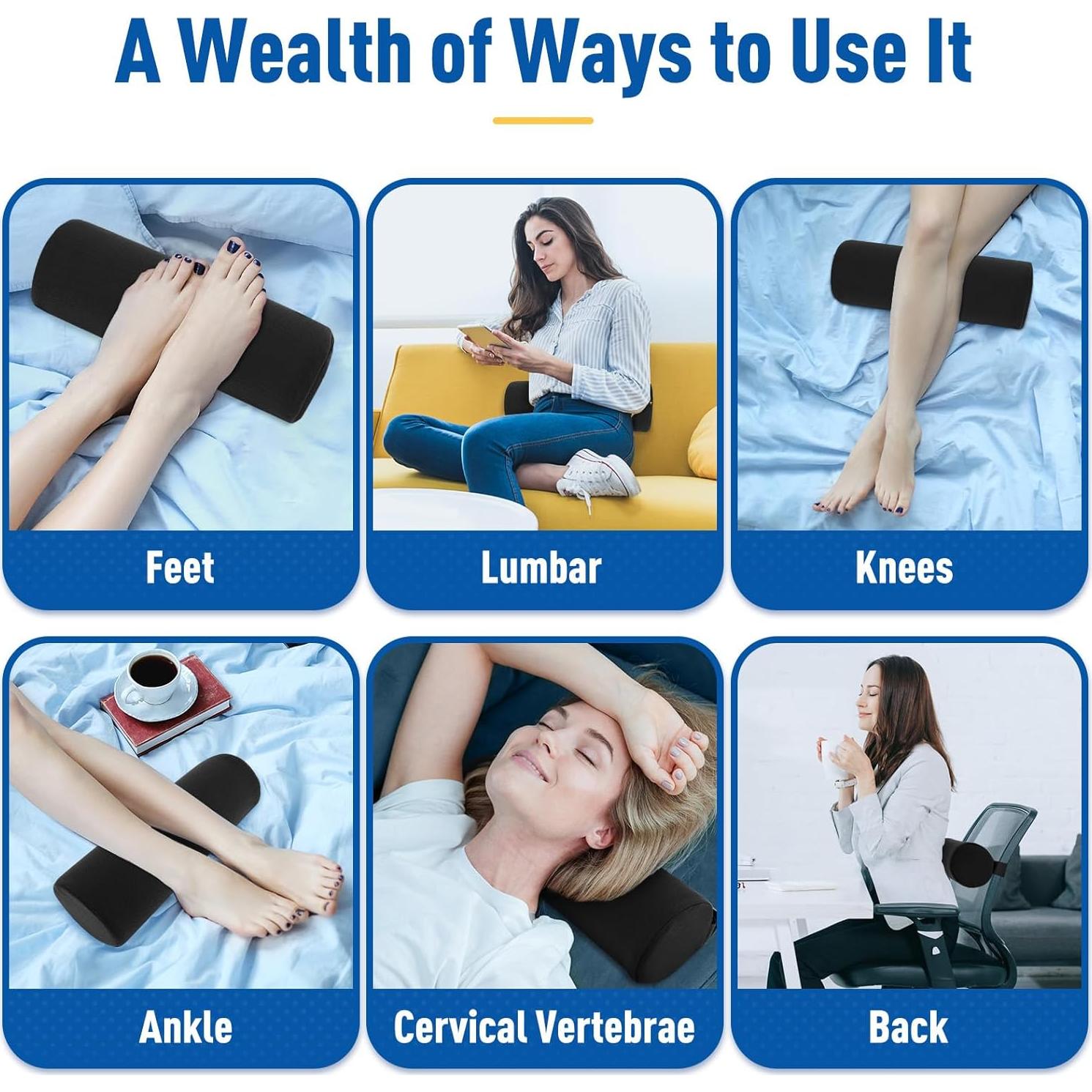 Almohada Lumbar CushZone Espuma Memoria Negra 27.7x12cm