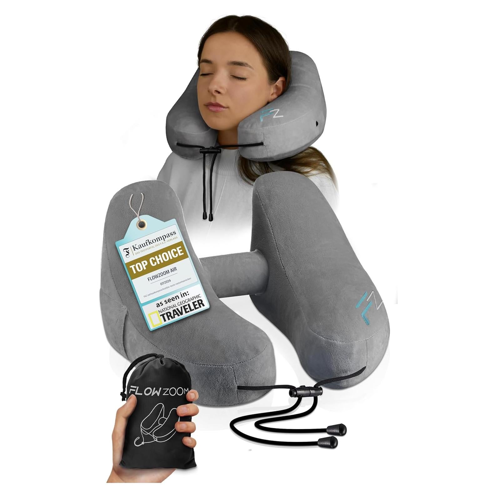 Almohada de Cuello Inflable FLOWZOOM L Gris Plateado