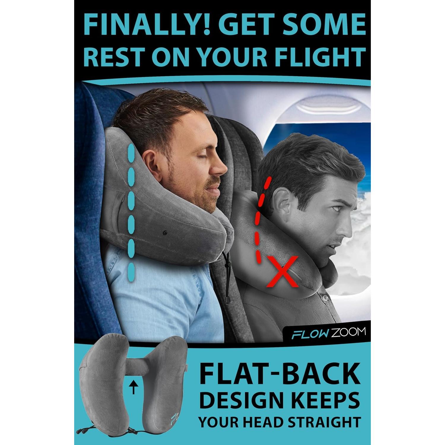 Almohada de Cuello Inflable FLOWZOOM L Gris Plateado