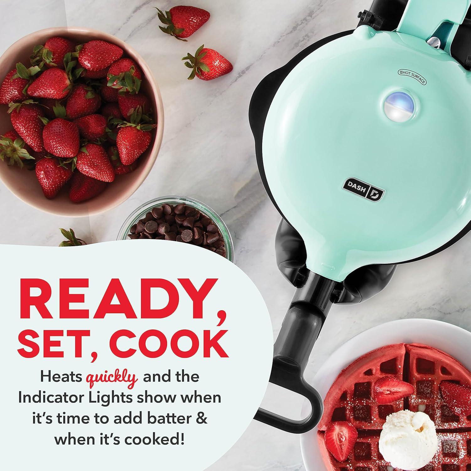 Máquina de Waffles Belgas DASH Aqua 16.5 cm Antiadherente