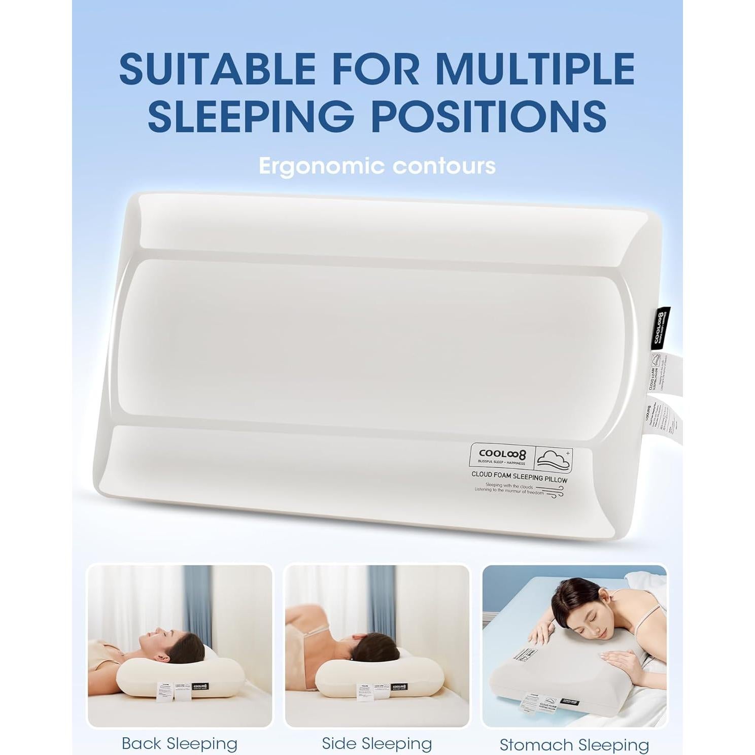 Juego de 2 almohadas viscoelásticas Cooloo8 tamaño queen