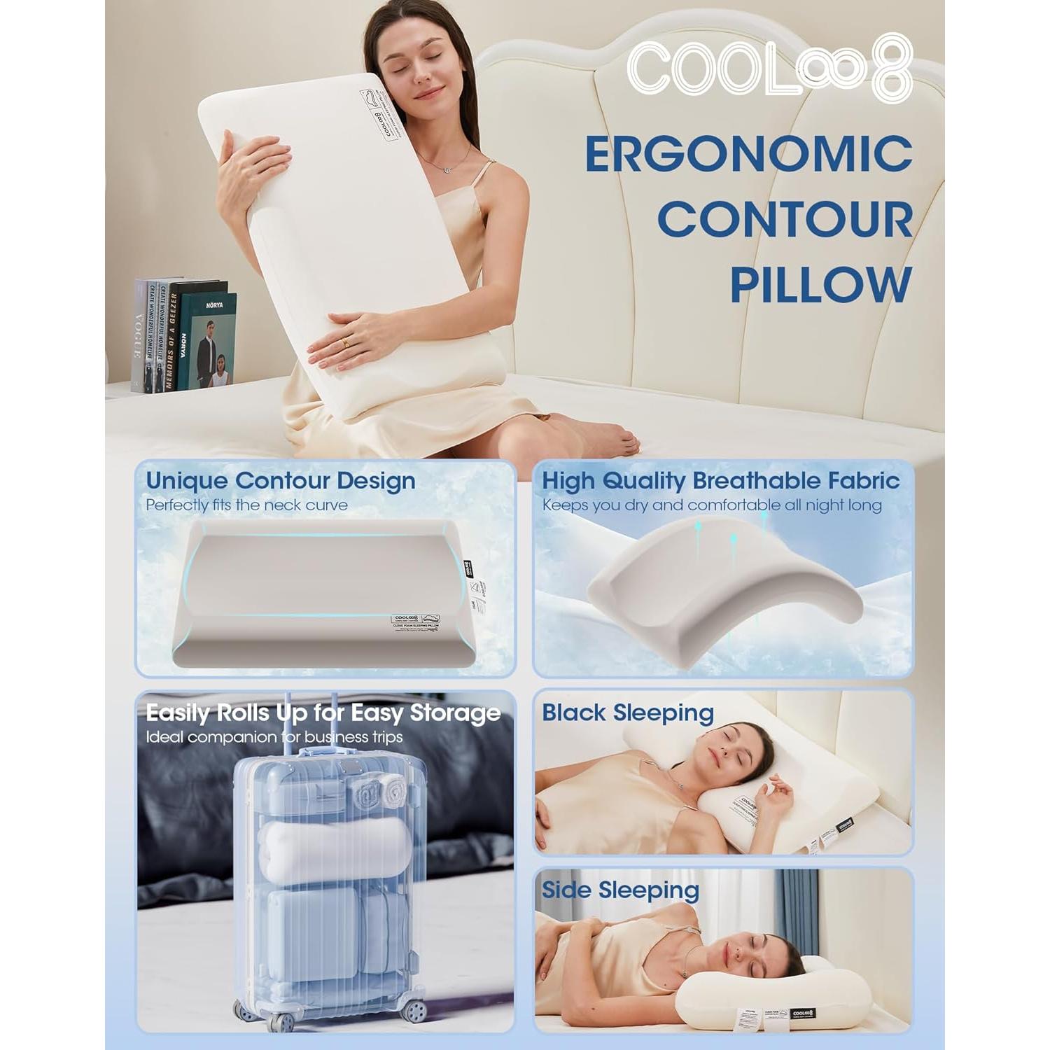 Juego de 2 almohadas viscoelásticas Cooloo8 tamaño queen