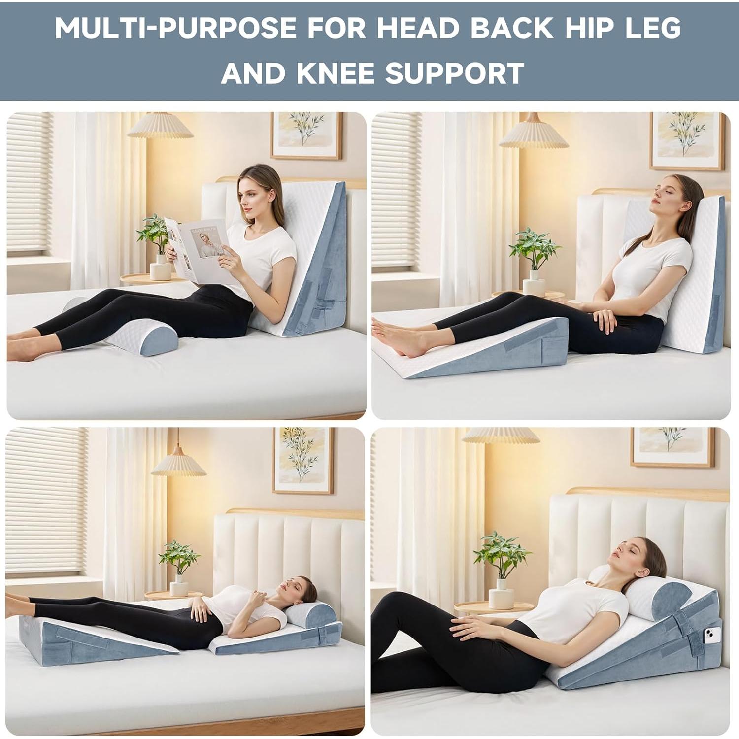 Cojín en Cuña SJEUQOP Ajustable 11.4-30.5 cm Espuma de Memoria