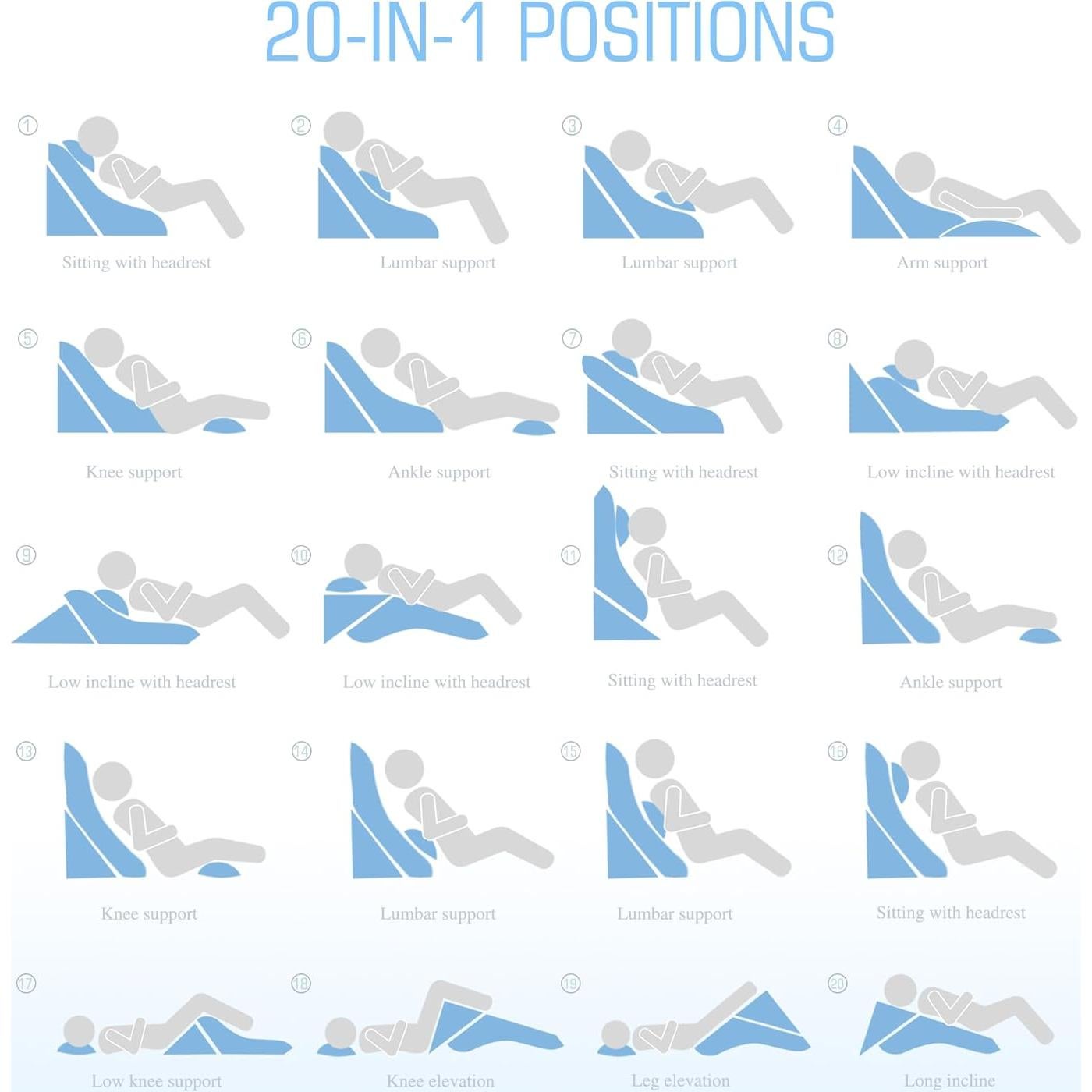 Almohada en Cuña Foamalusion 3 Piezas Ajustable 60 cm