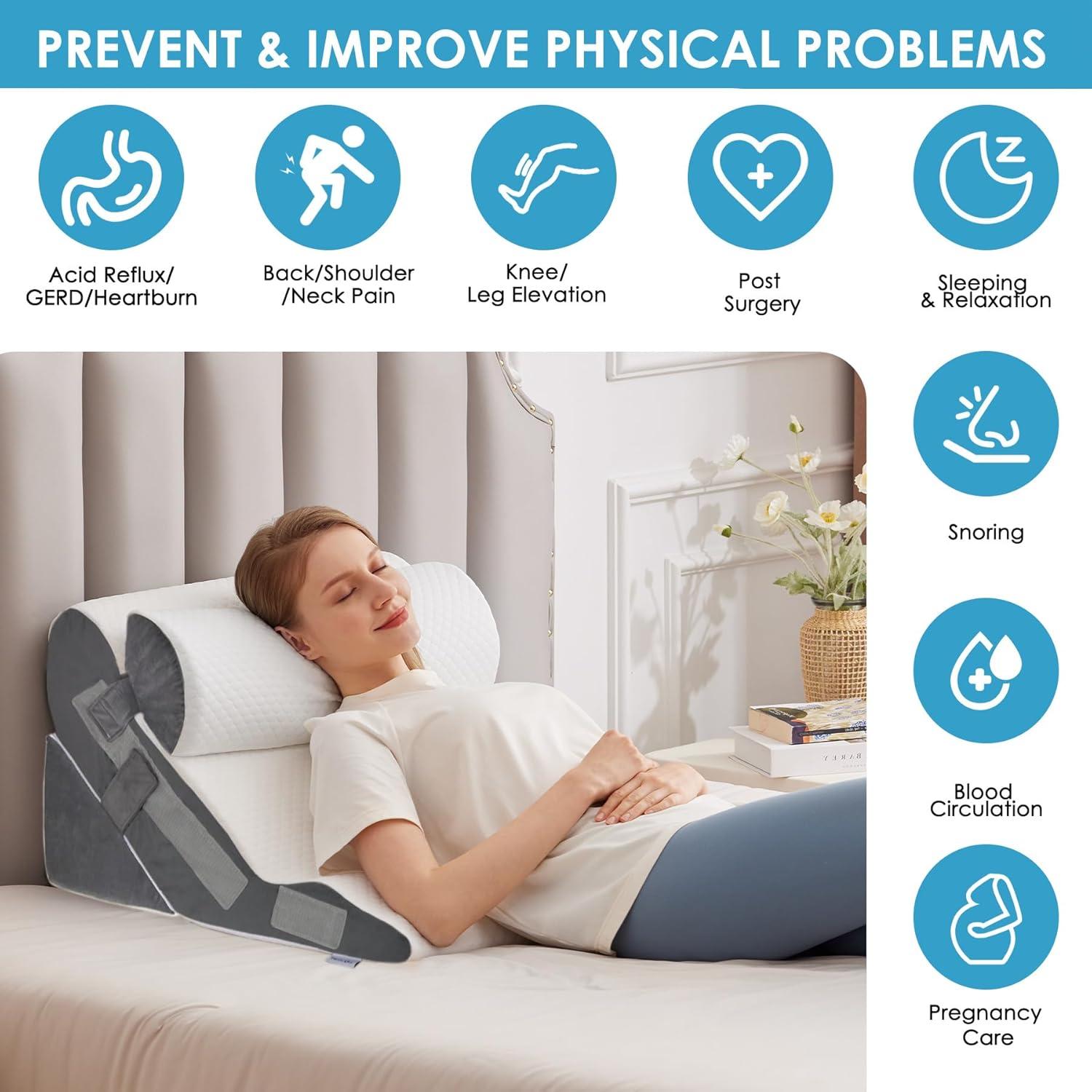 Almohada Cuña Ajustable MEGCXIT 3PCS para Reflujo y Dolor