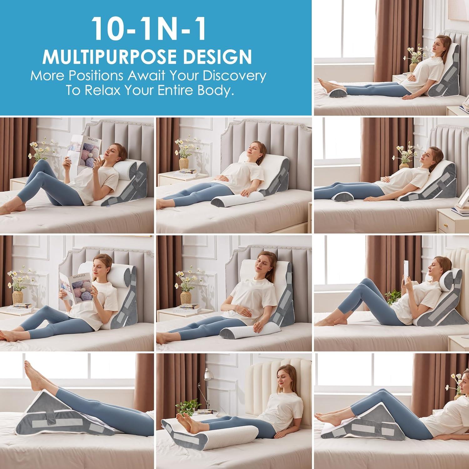 Almohada Cuña Ajustable MEGCXIT 3PCS para Reflujo y Dolor