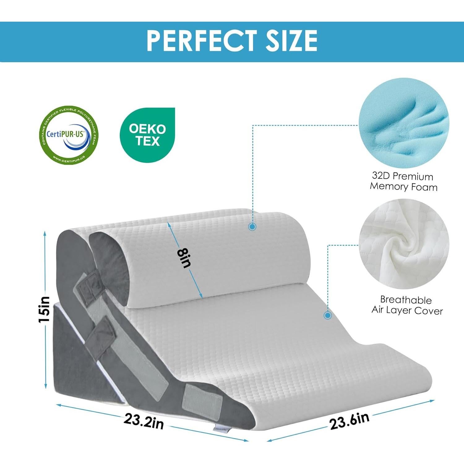 Almohada Cuña Ajustable MEGCXIT 3PCS para Reflujo y Dolor