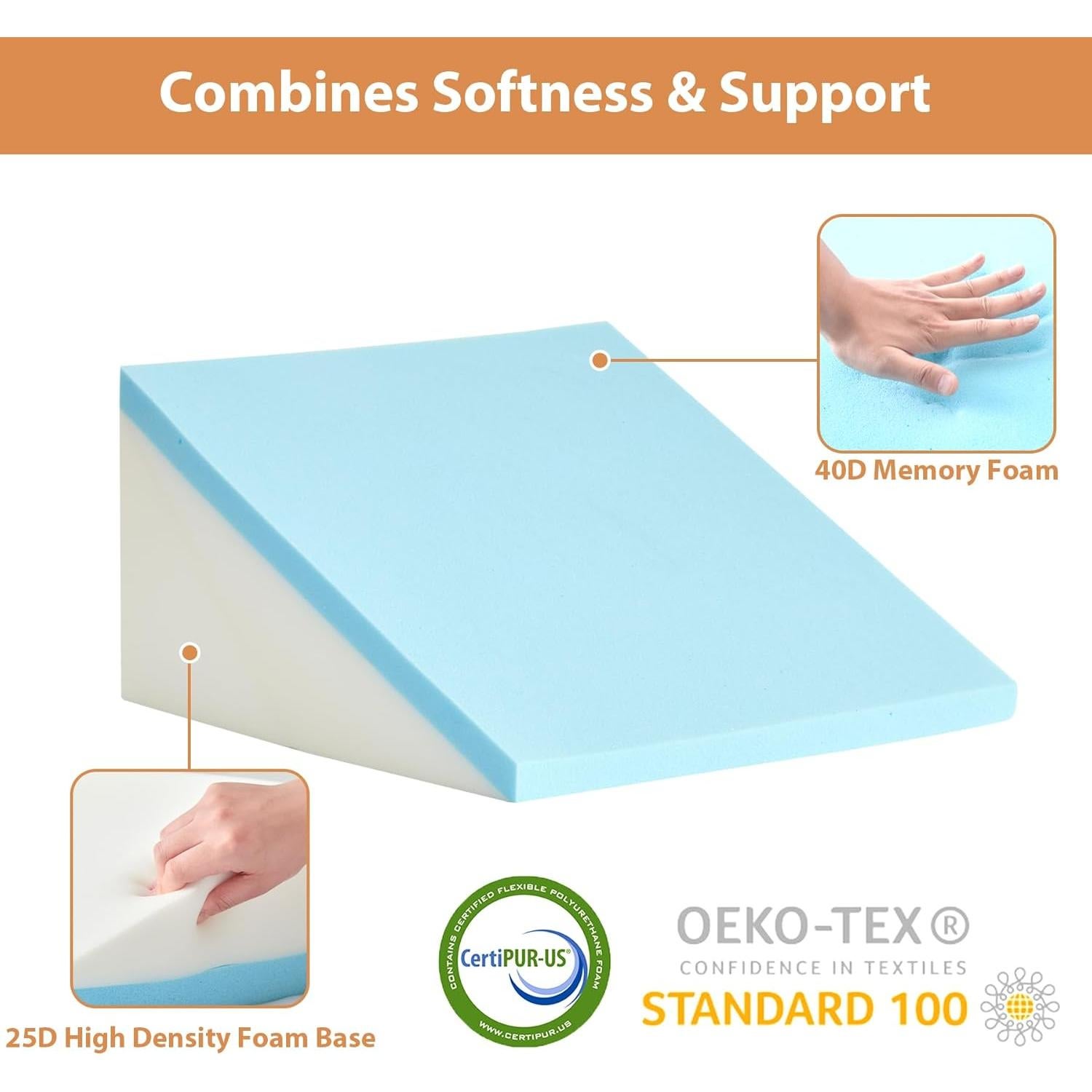 Juego de 3 almohadas en cuña BIEEZZK ajustables 22 cm