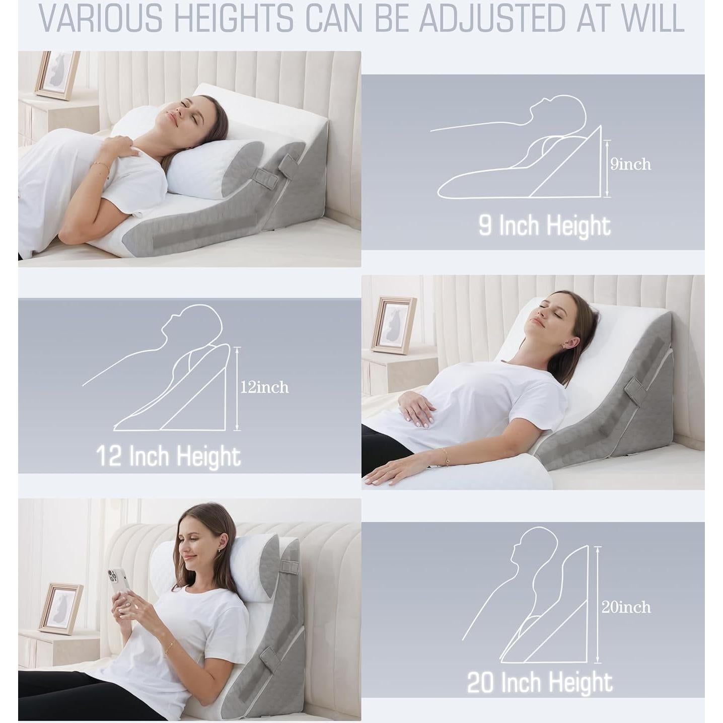 Cojín en cuña ajustable Foamalusion 60 cm para reflujo y ronquidos