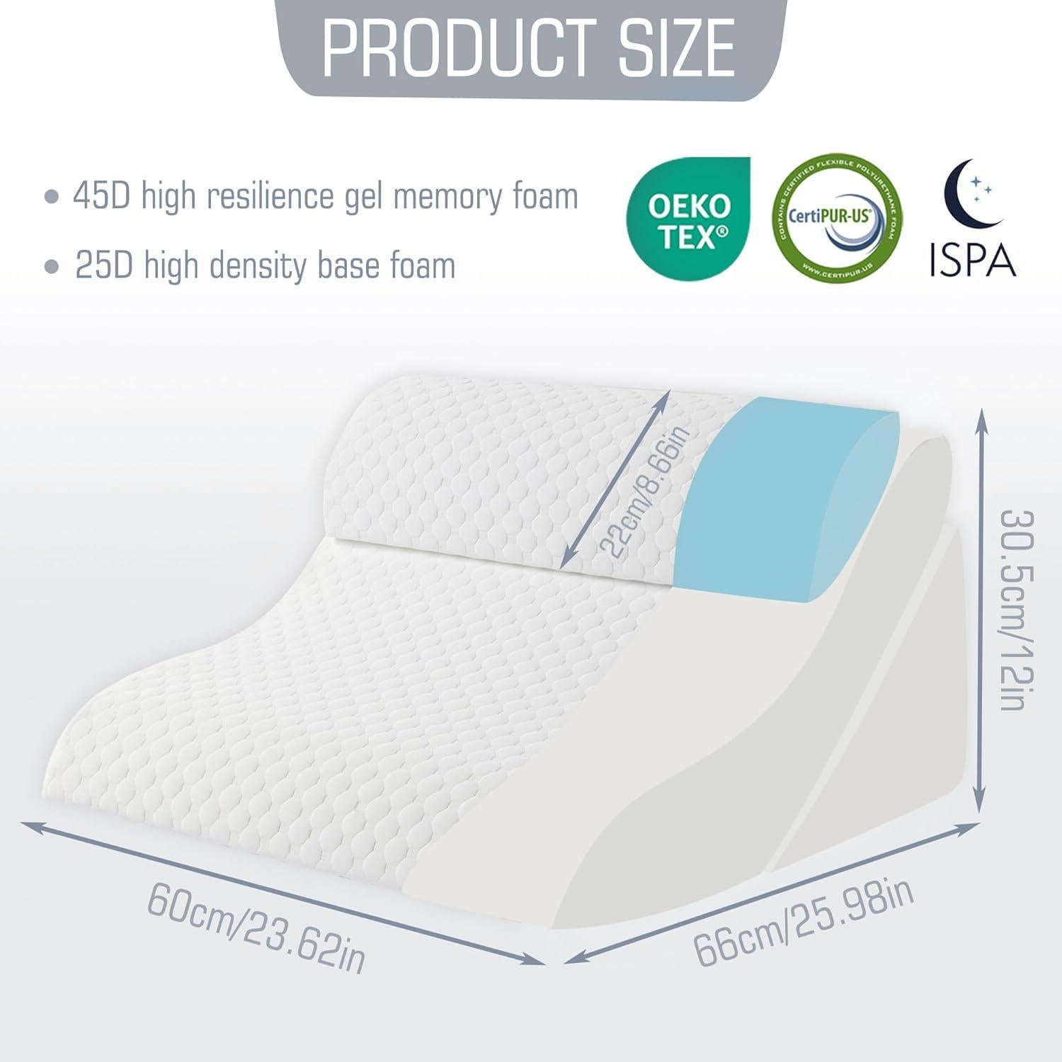 Cojín en cuña ajustable Foamalusion 60 cm para reflujo y ronquidos