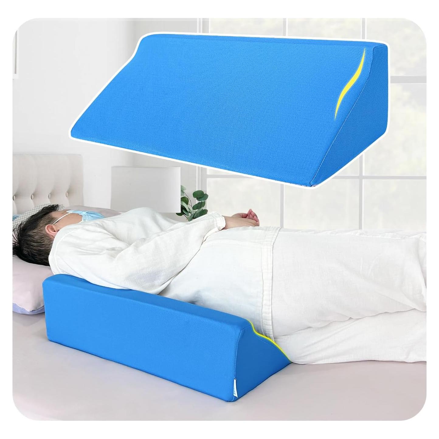 Cojín en Cuña NEPPT Azul para Dormir y Soporte Espalda