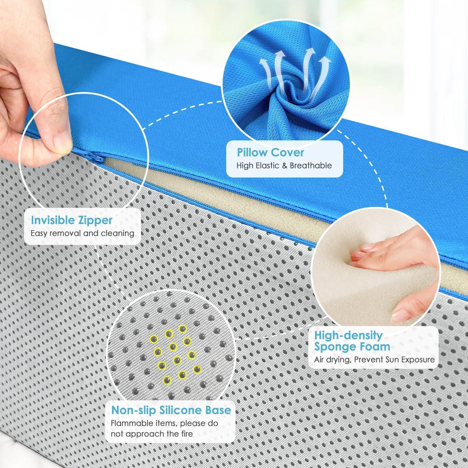 Cojín en Cuña NEPPT Azul para Dormir y Soporte Espalda