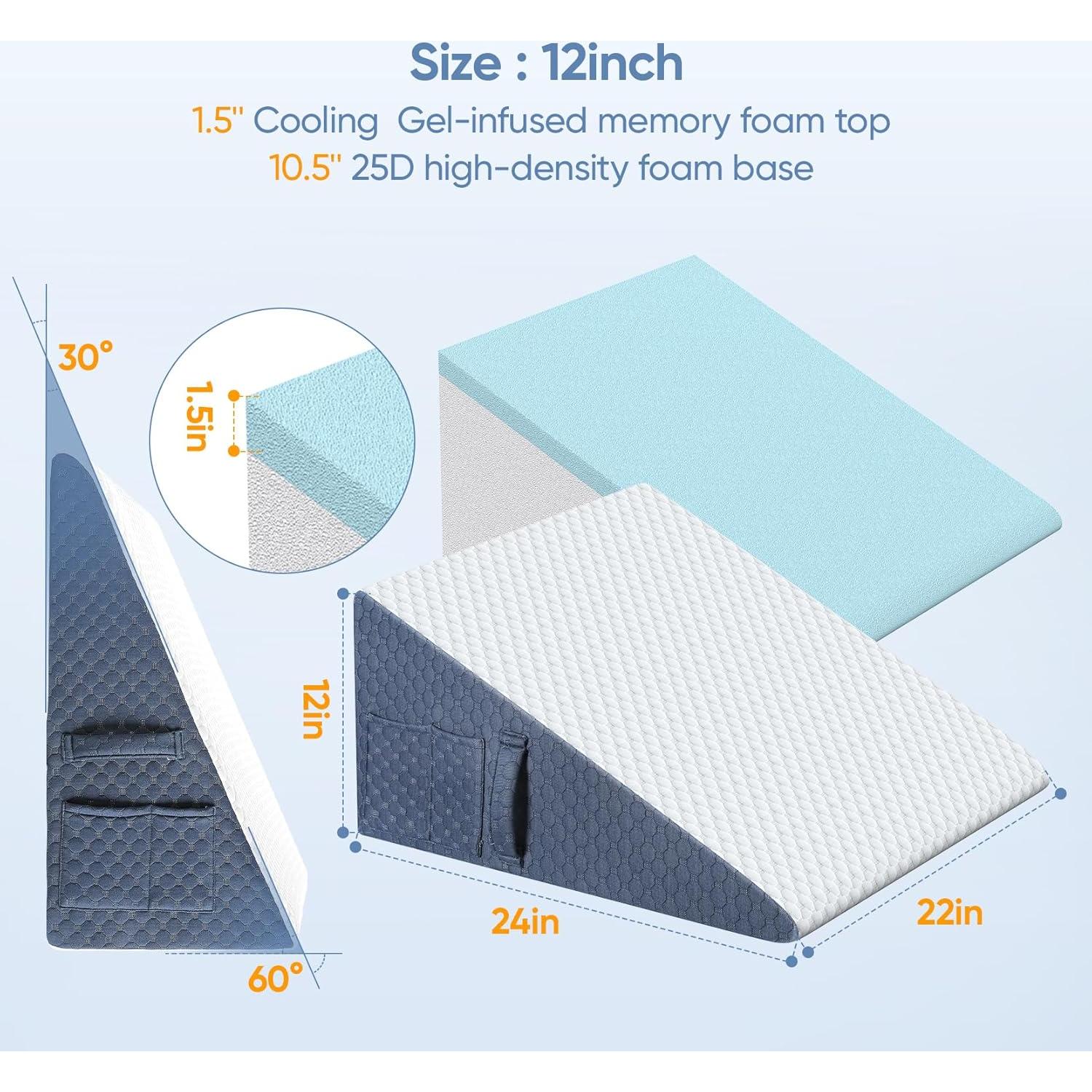 Almohada en Cuña Welzona 30 cm Espuma de Memoria Lavable