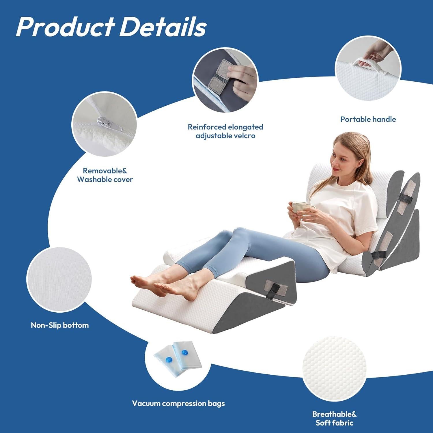 Juego de 6 almohadas en cuña Ahpmeoa para recuperación