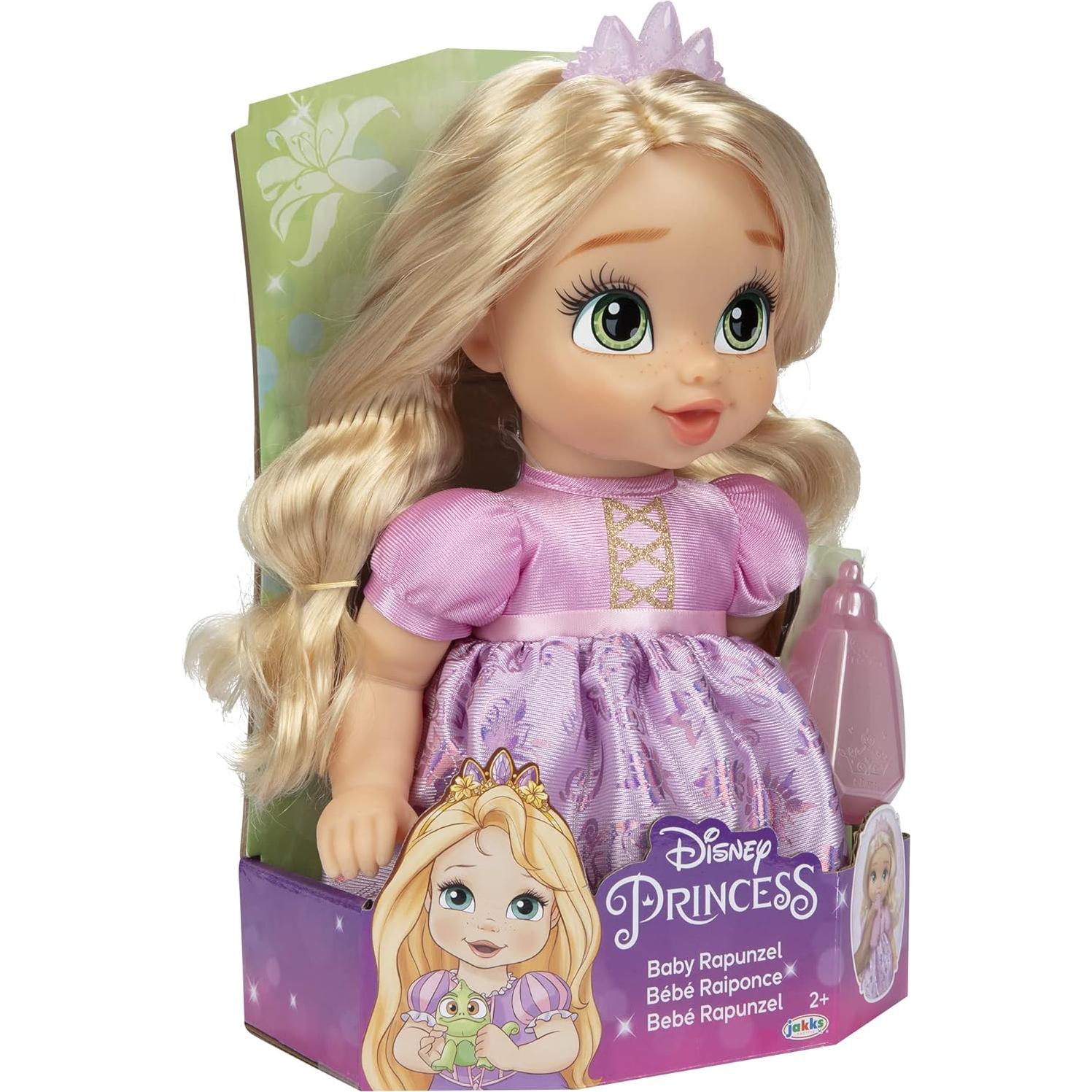 Muñeca Bebé Rapunzel Disney Princess con Biberón y Tiara