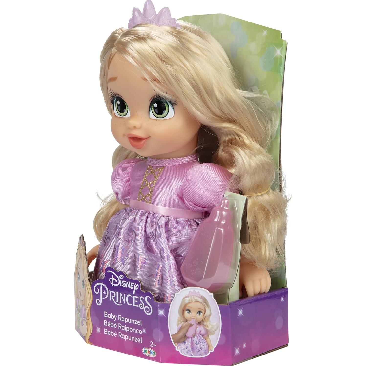 Muñeca Bebé Rapunzel Disney Princess con Biberón y Tiara