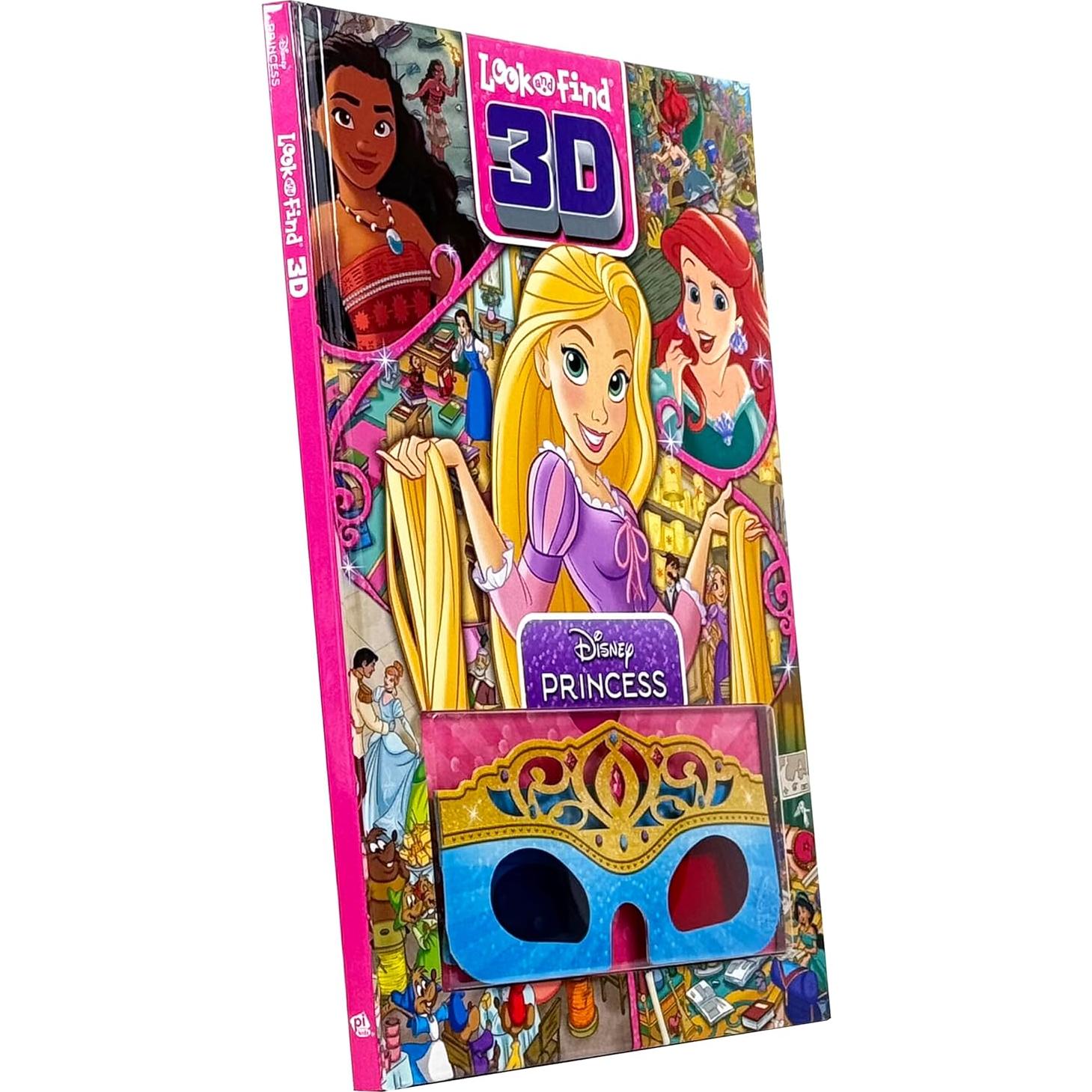 Disney Princess, Moana, Airiel, Rapunzel, and More! - 3D Look and Find Activity Book! - Tiara 3D Glasses Included! - PI Kids