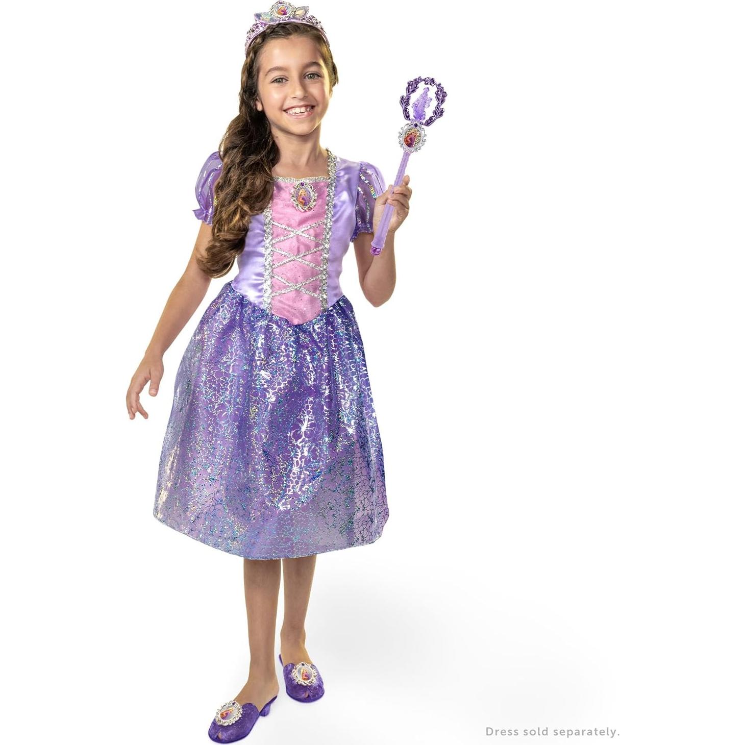 Conjunto de Disfraz Princesa Disney Rapunzel - Tiara, Varita, Zapatos y Cepillo