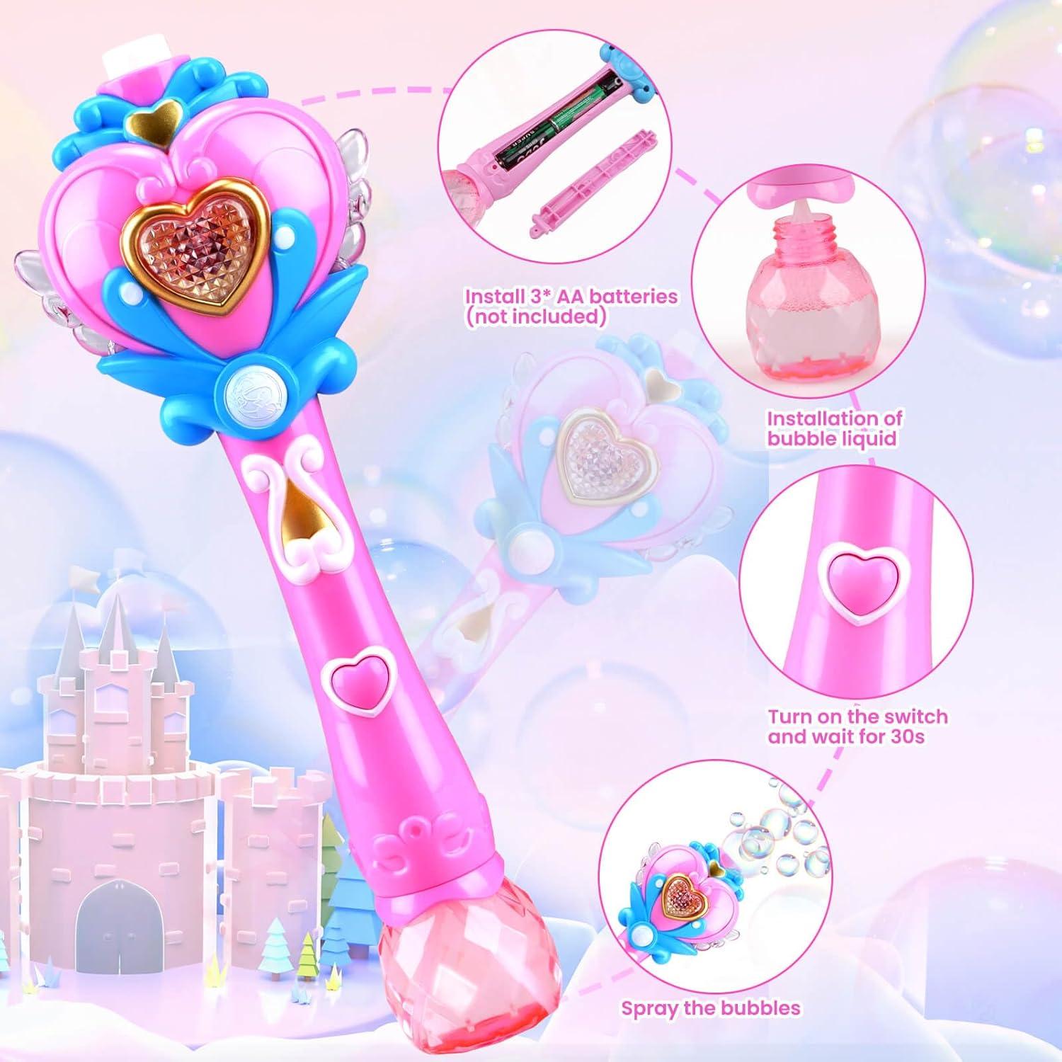 Varita de Burbuja Princesa Beria Rosa 26.4 cm para Niñas 3-10 Años