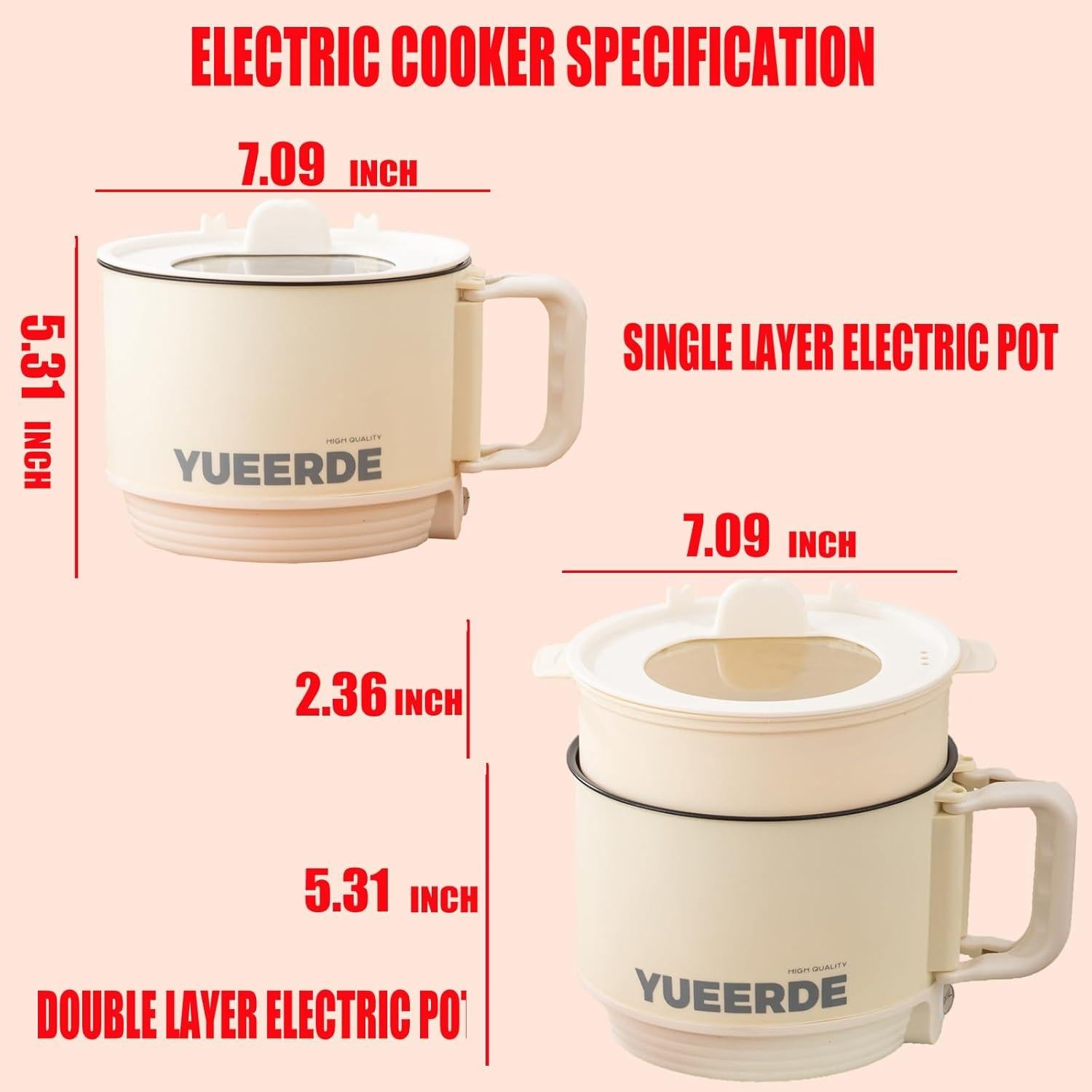 Olla Eléctrica RUNCIN Mini 1.5L 600W Antiadherente