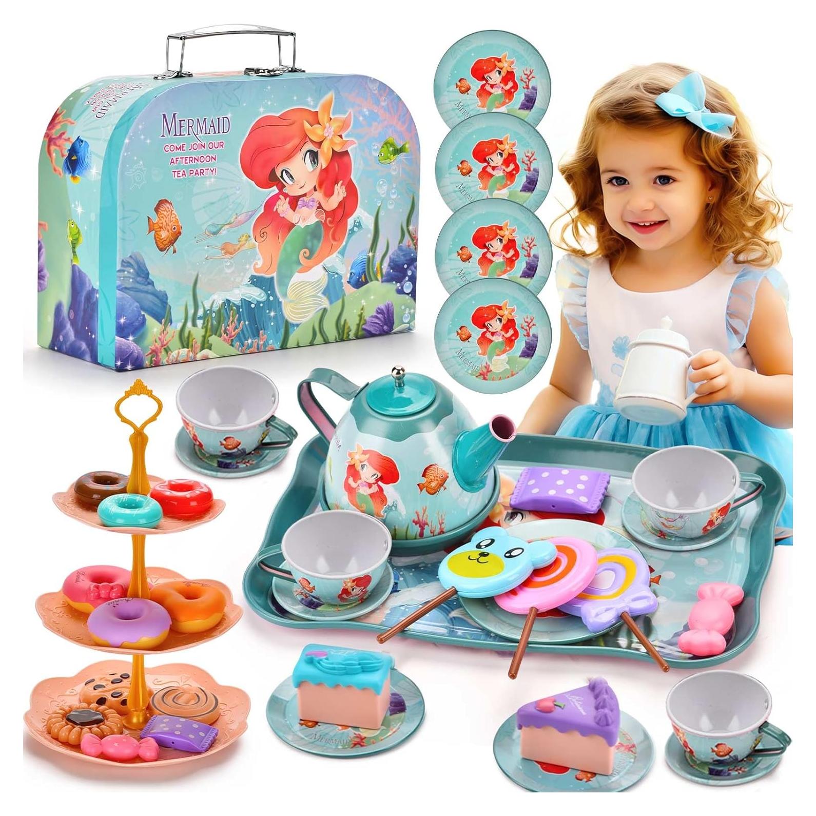 Juego de Té de Sirena QUN HUI para Niñas 3-12 Años