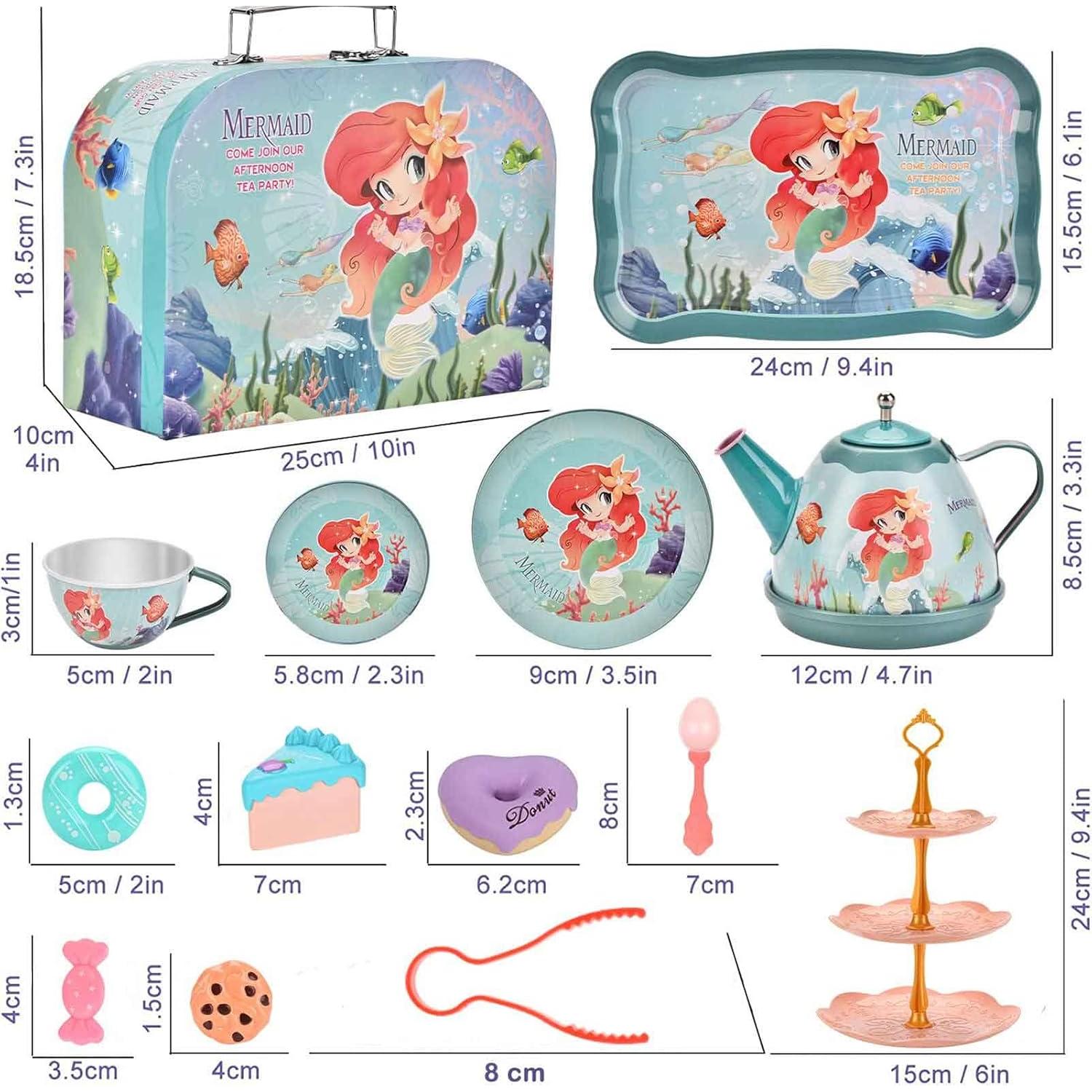 Juego de Té de Sirena QUN HUI para Niñas 3-12 Años