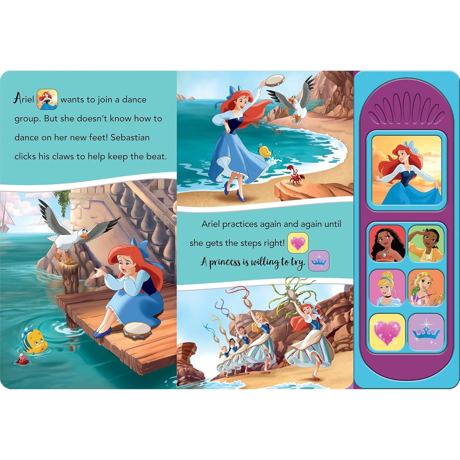Disney Princess Moana, Ariel, Cinderella, and More! - Princess Lessons Sound Book - PI Kids