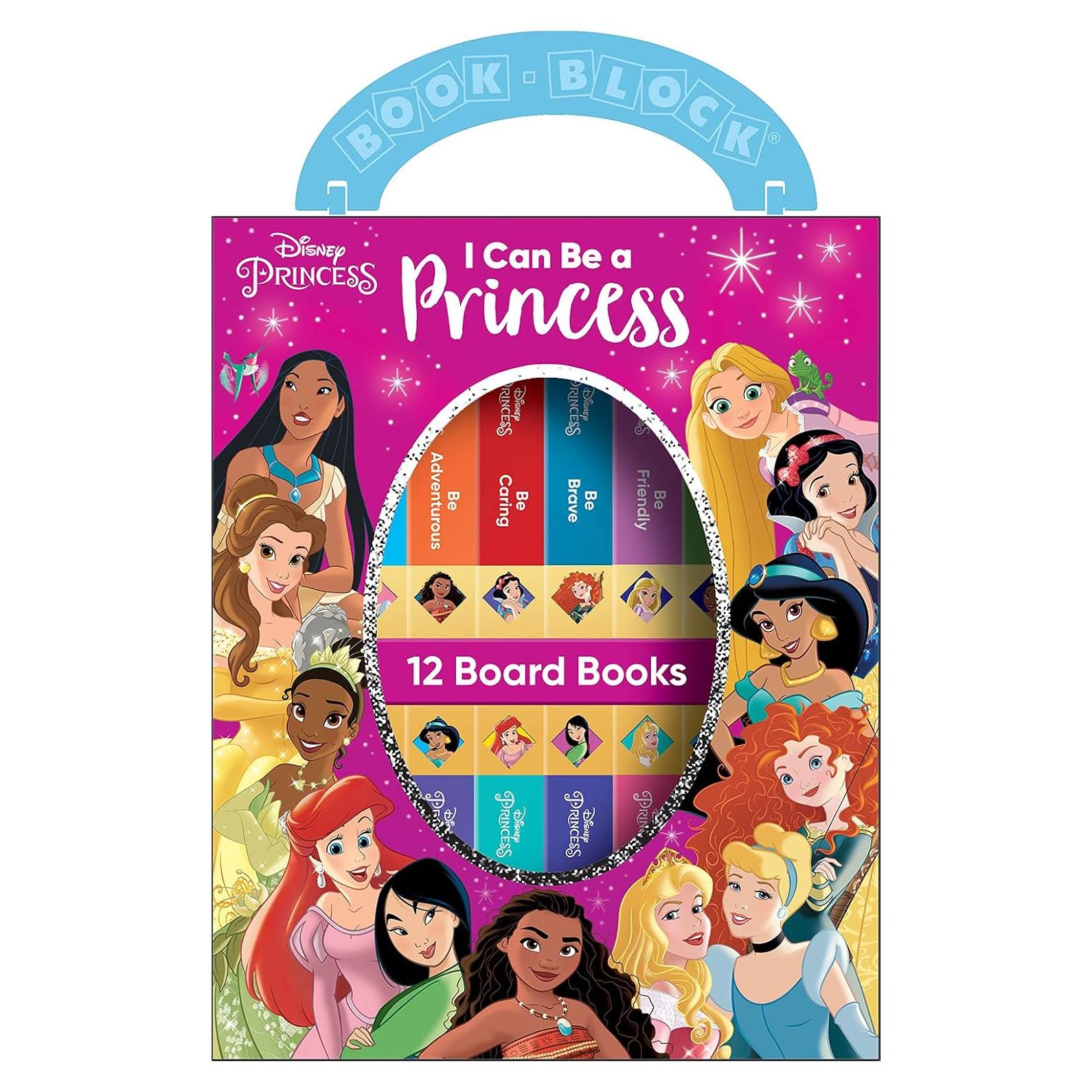 Disney Princess - I Can Be Princess My First Library Board Book Block 12-Book Set Teaches Positive Traits Like Caring, Friendliness, Curiosity, and More! - PI Kids