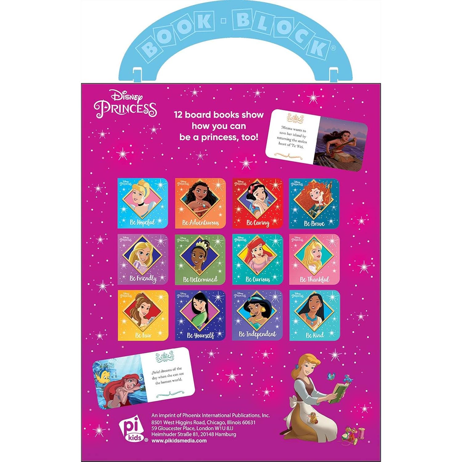 Disney Princess - I Can Be Princess My First Library Board Book Block 12-Book Set Teaches Positive Traits Like Caring, Friendliness, Curiosity, and More! - PI Kids