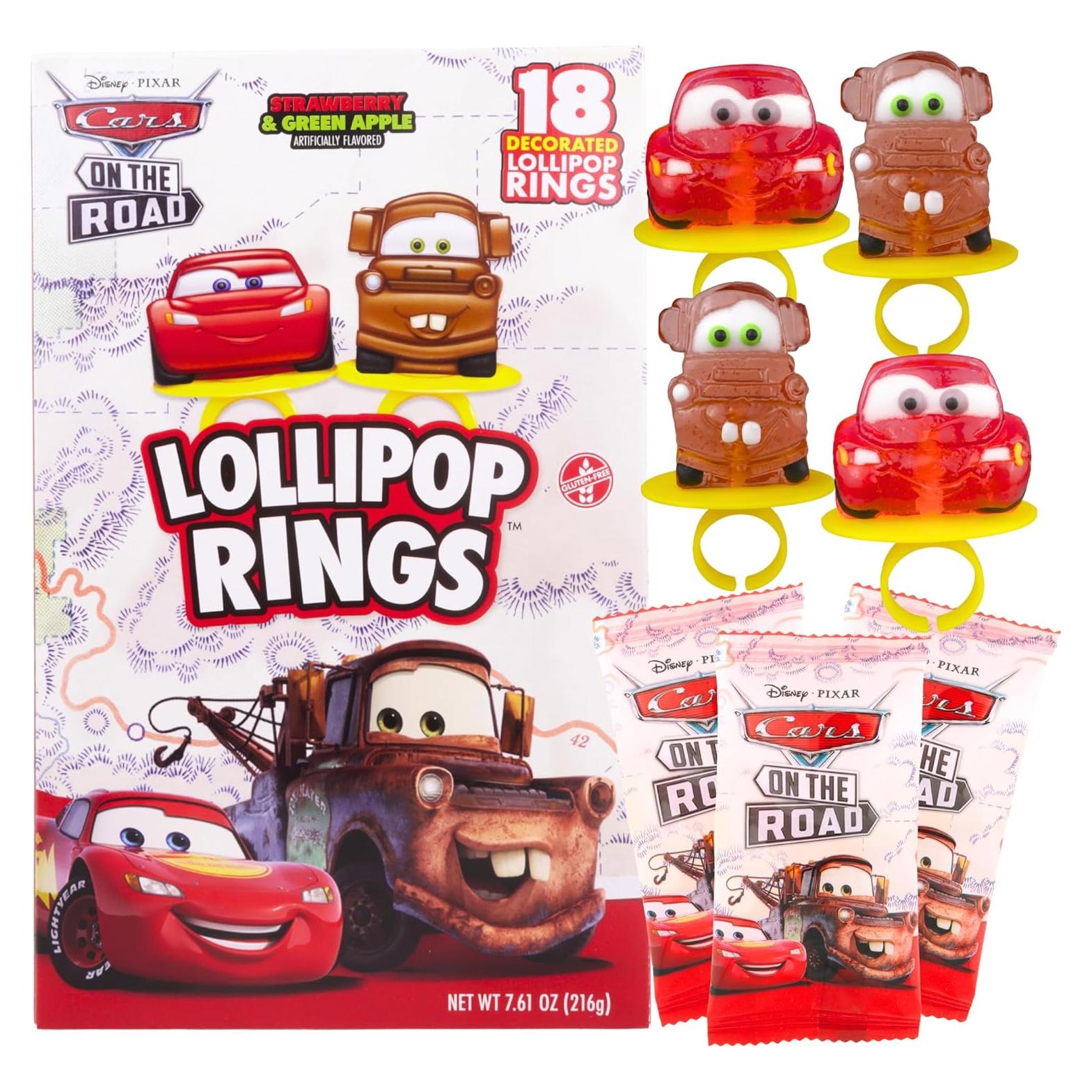 Anillos Lollipop Disney Pixar Cars 18 Piezas Sabor Fresa