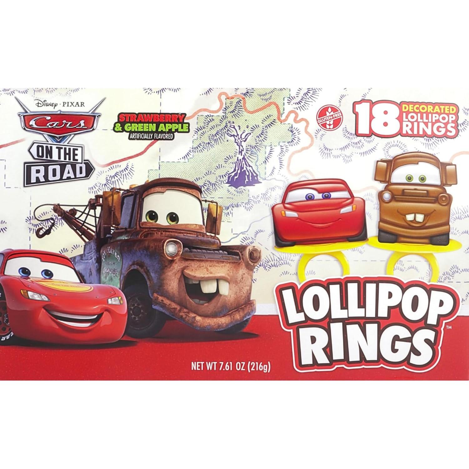 Anillos Lollipop Disney Pixar Cars 18 Piezas Sabor Fresa