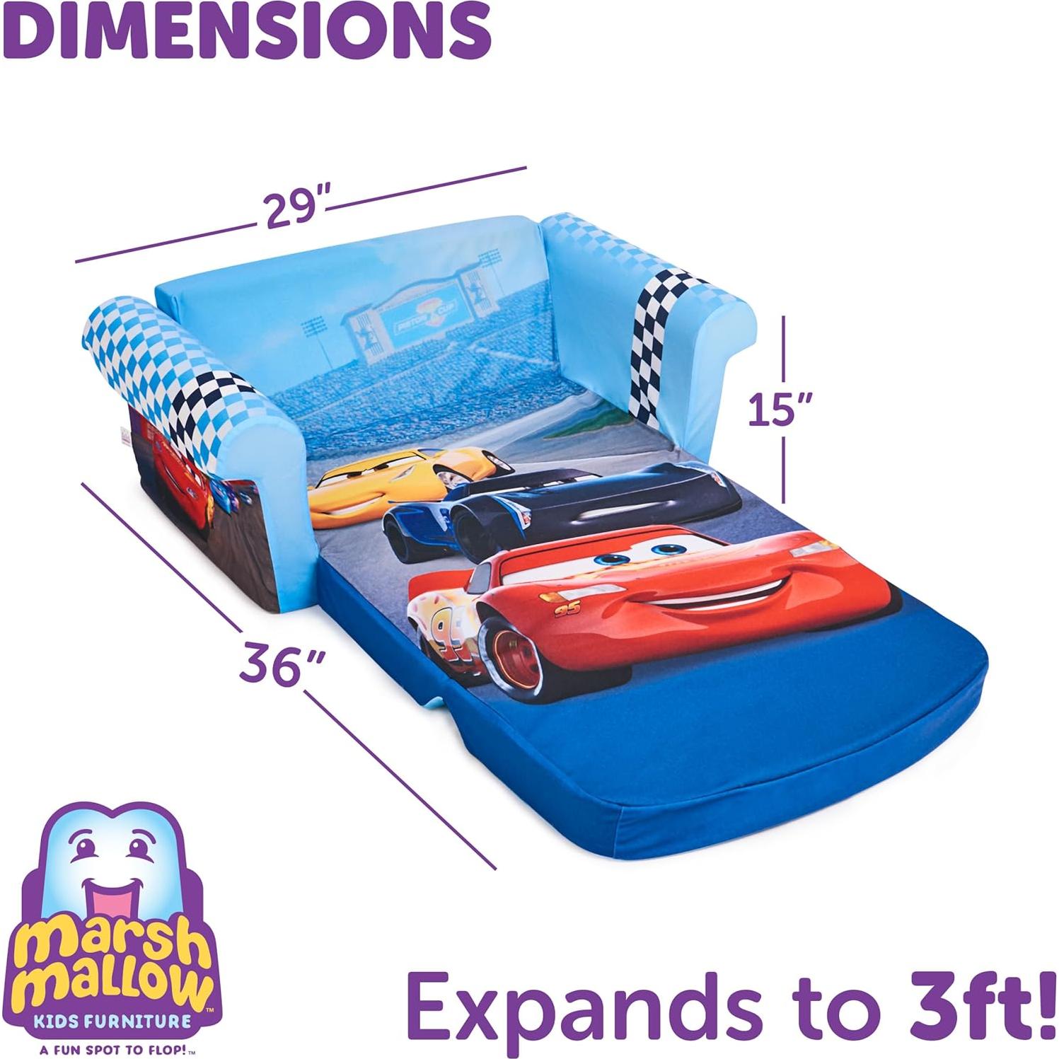 Sofá de Espuma Marshmallow Cars 2 en 1 para Niños