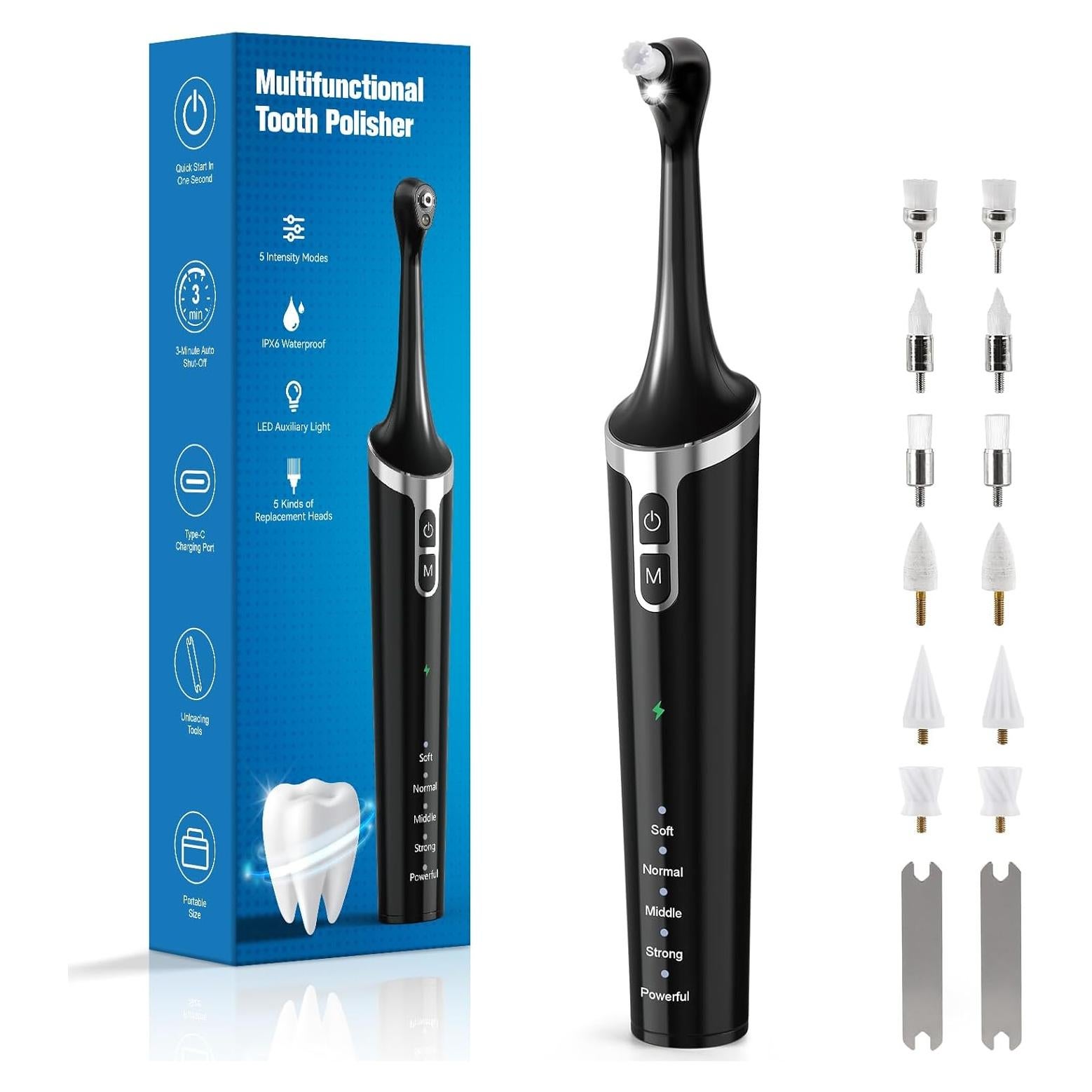 Pulidor Dental GUPAY Recargable con Luz LED y 5 Modos