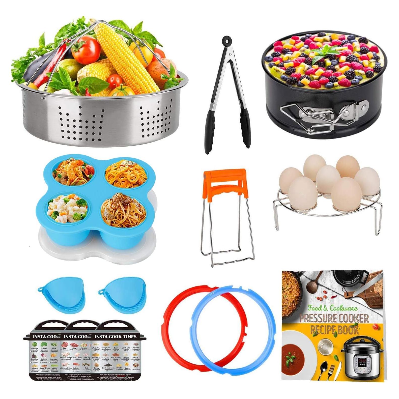 3 Qt Accessories Set for Pot, Compatible with Pot Accessories 3 Quart Only, Mini Accessory Including Sealing Ring Steamer Basket Springform Pan Egg Rack Trivet