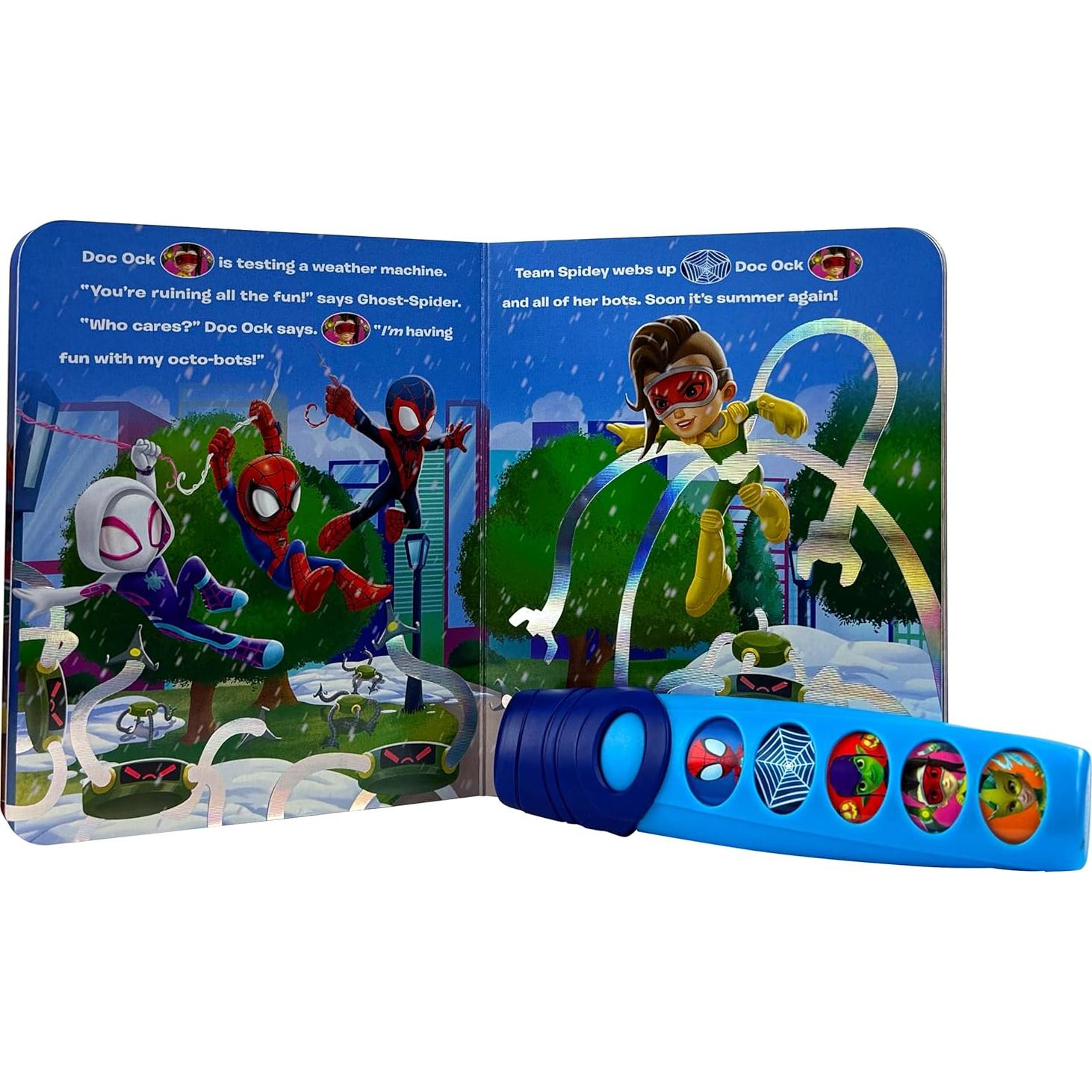 Disney Junior Marvel Spidey and His Amazing Friends - Glow Spidey Glow! Book and 5-Sound Flashlight Set - Spider-man - PI Kids