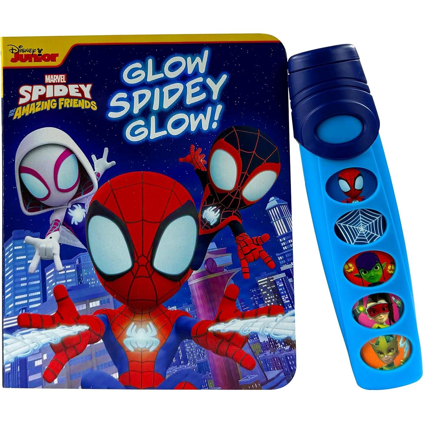 Disney Junior Marvel Spidey and His Amazing Friends - Glow Spidey Glow! Book and 5-Sound Flashlight Set - Spider-man - PI Kids