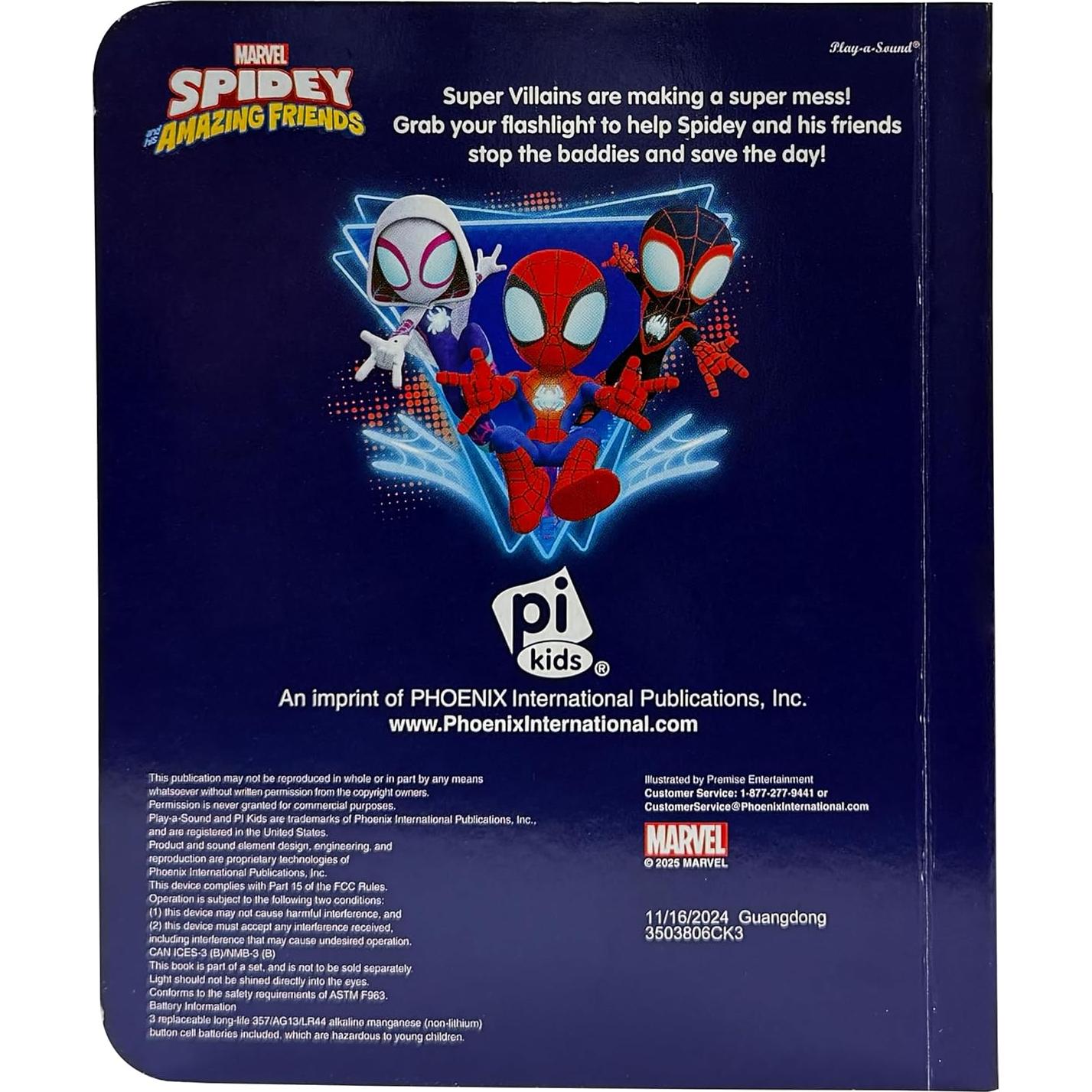 Disney Junior Marvel Spidey and His Amazing Friends - Glow Spidey Glow! Book and 5-Sound Flashlight Set - Spider-man - PI Kids