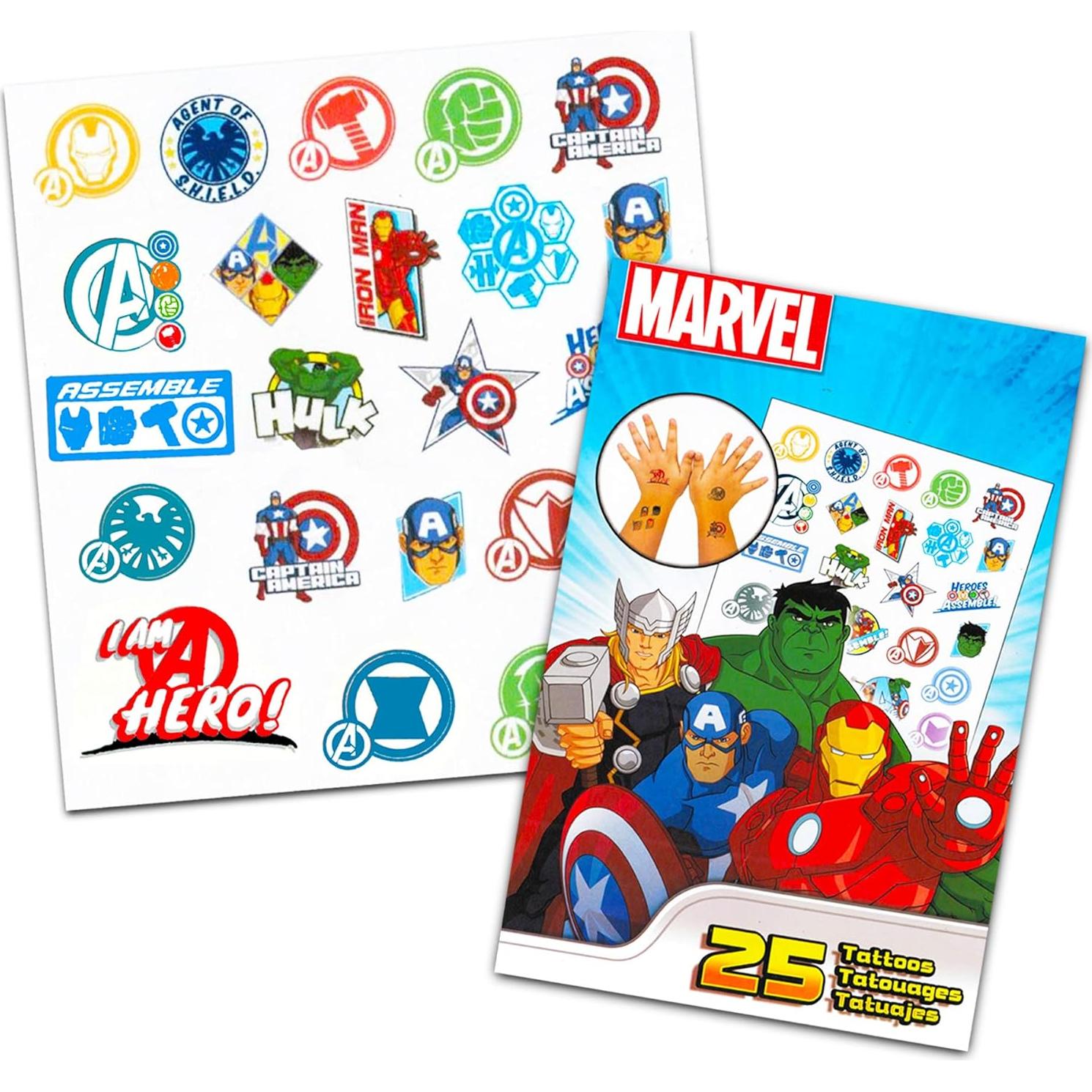Libro de Colorear Marvel Superhéroes con Tatuajes y Stickers