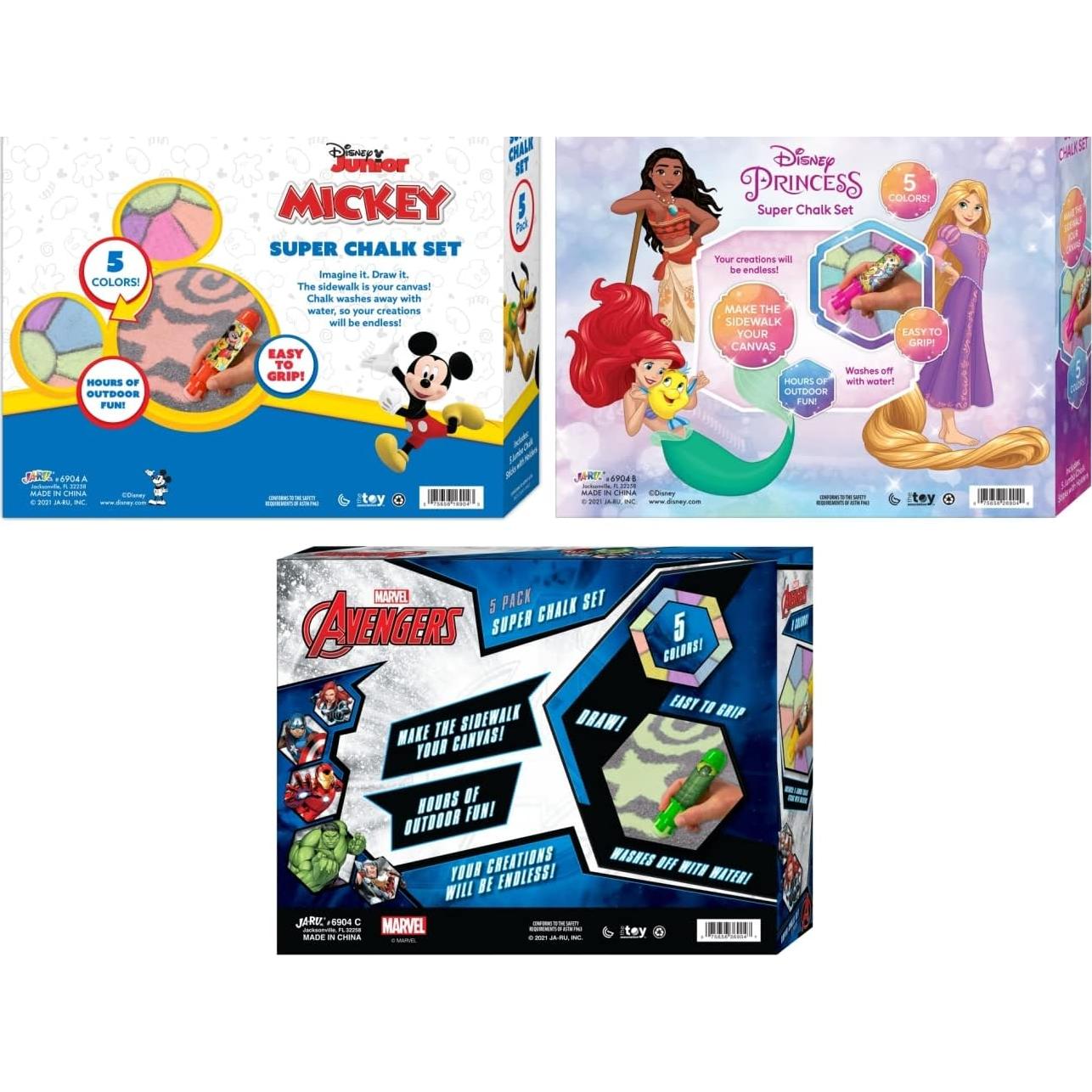 Conjunto de Tiza de Acera Disney & Marvel con Sujetador - 3 Paquetes