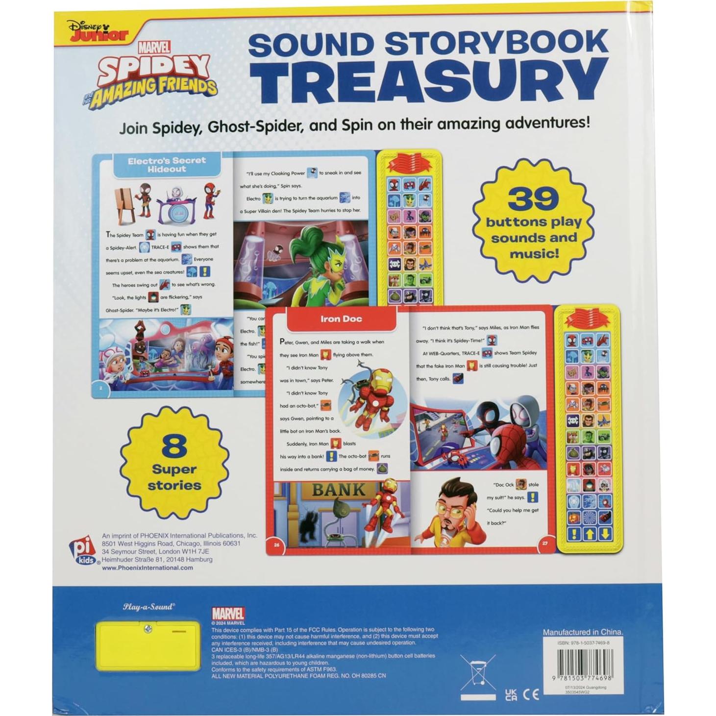Disney Junior Marvel Spidey and His Amazing Friends: Sound Storybook Treasury - 39-Button Sound Book - PI Kids