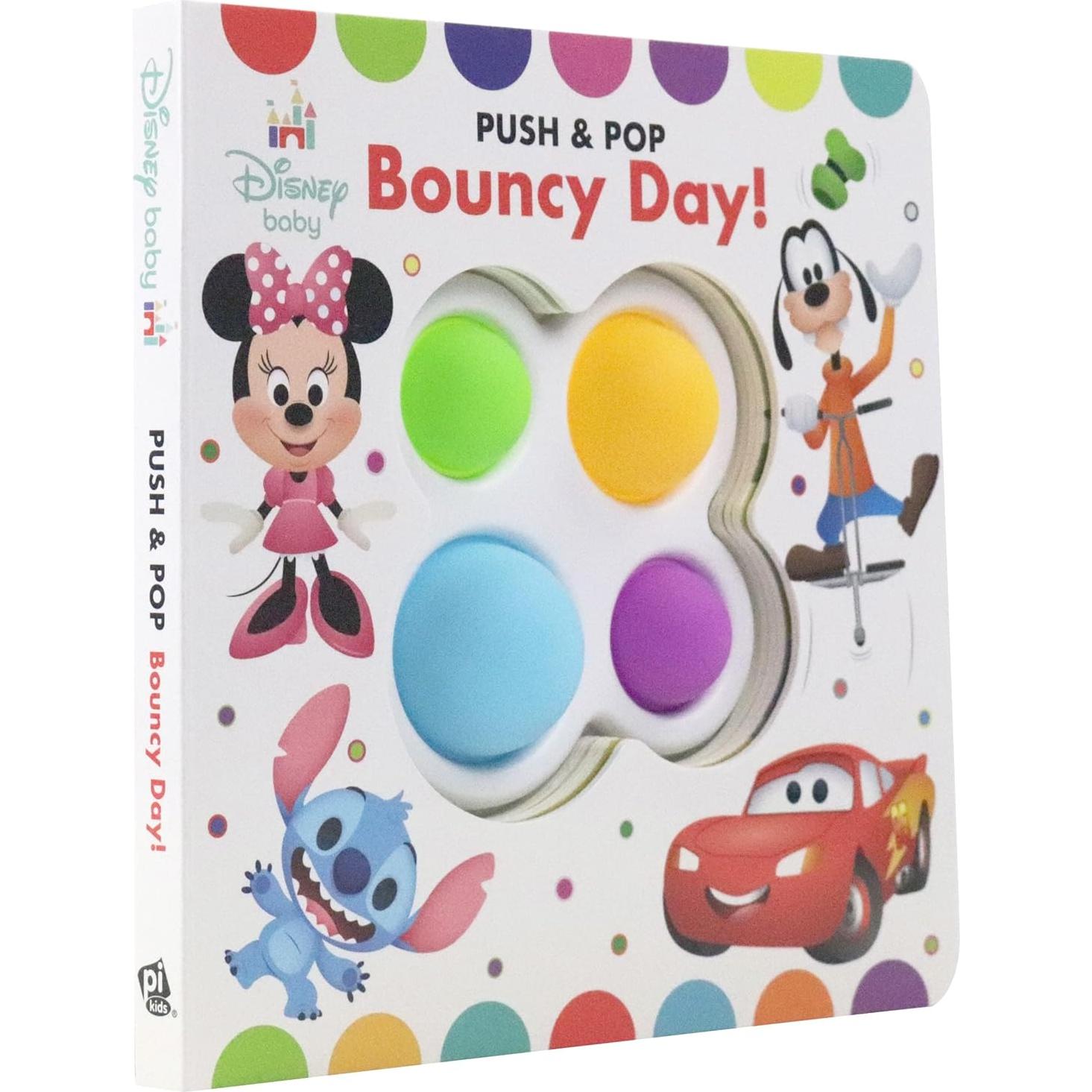 Disney Baby Mickey, Minnie Mouse, Cars, Stitch, and More! - Bouncy Day! Push & Pop - Tactile Fidget Toy Play - PI Kids