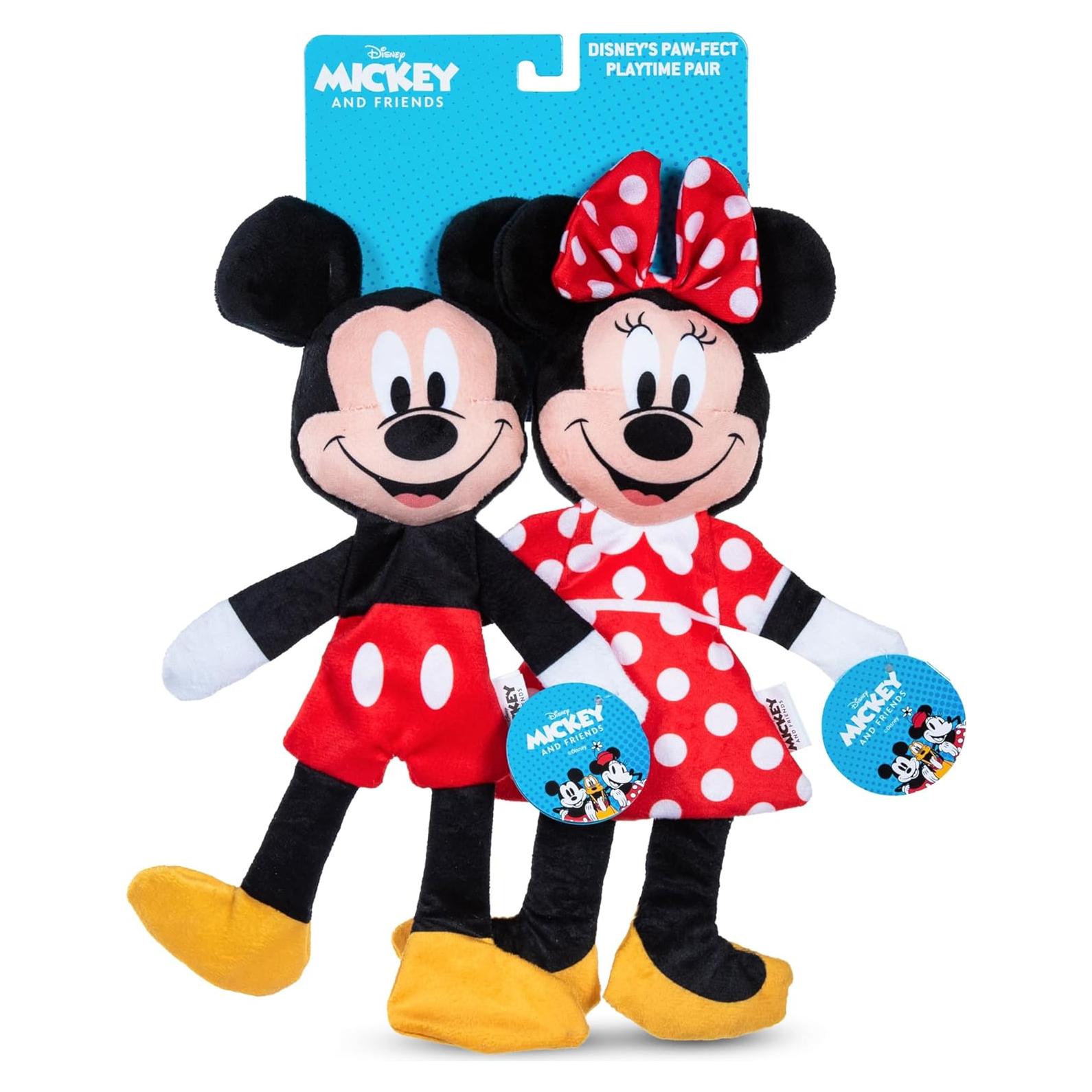 Conjunto 2 Juguetes Peluche Perro Mickey Minnie 34cm