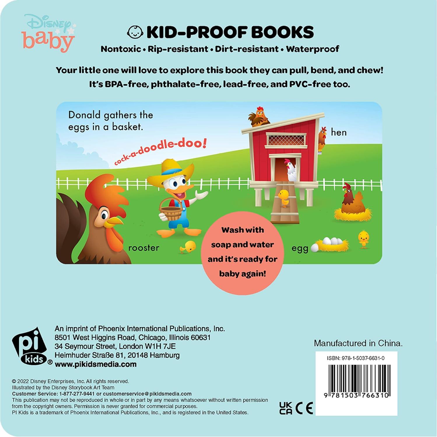 Baby Disney Mickey Mouse - Farm Friends - Kid-Proof Books - Washable, Chewable, and Durable - PI Kids