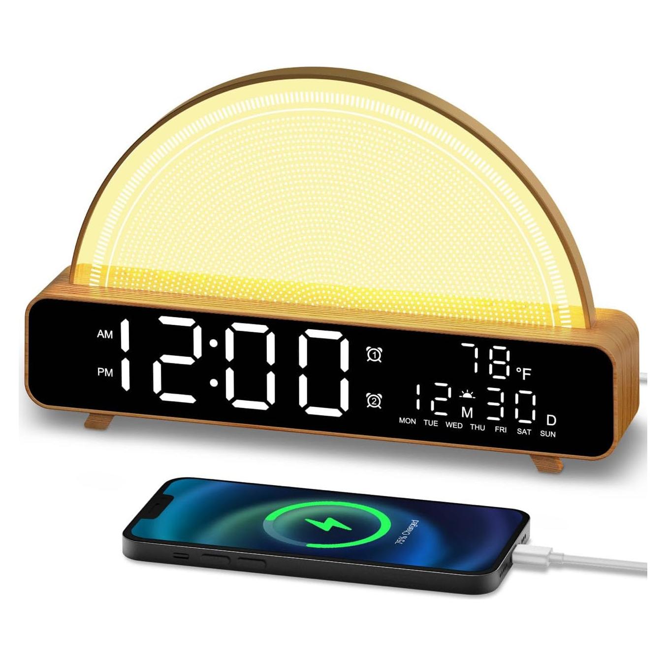 Despertador HAODINGMAI con luz de amanecer y ruido blanco