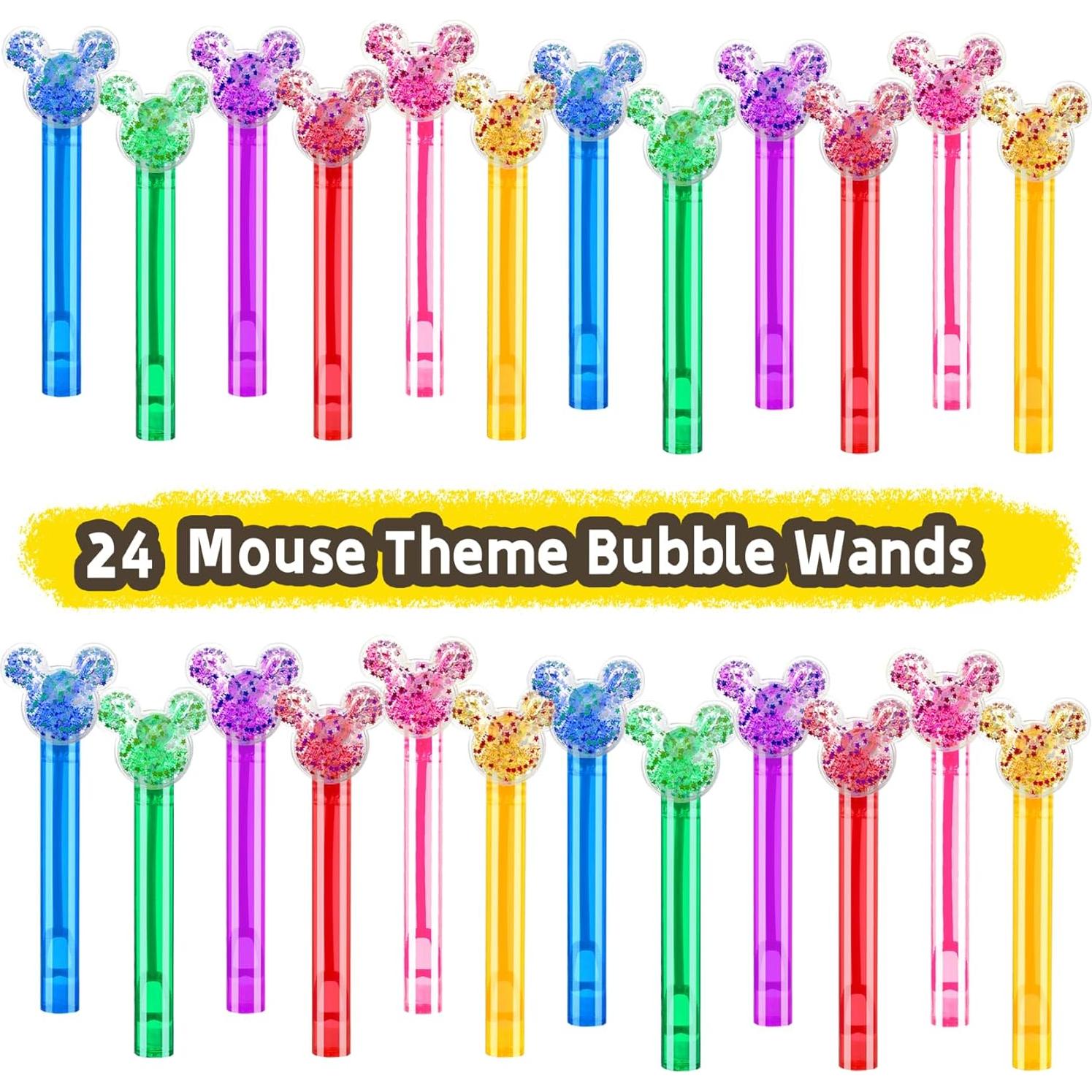 24 Varitas de Burbuja Brillantes Ratón para Fiestas