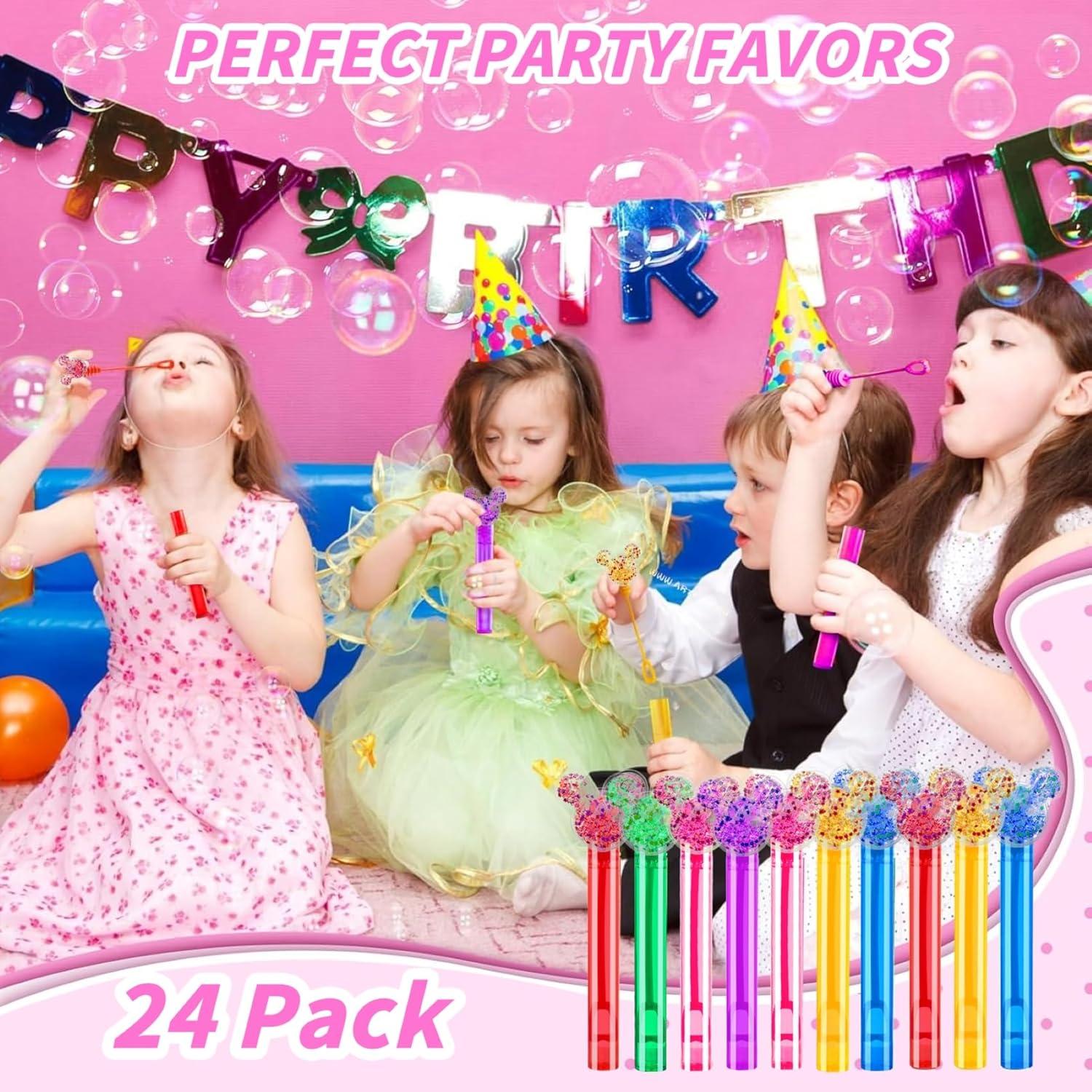 24 Varitas de Burbuja Brillantes Ratón para Fiestas