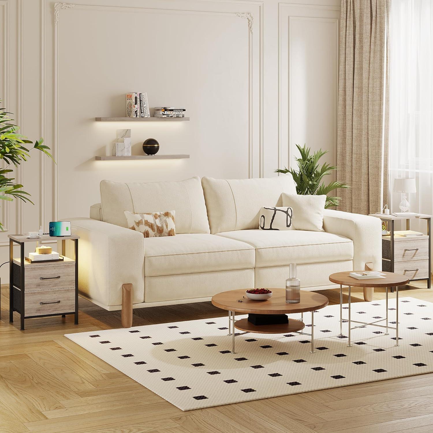 Conjunto de Mesitas de Noche TRIFEBLE con Carga USB y LED