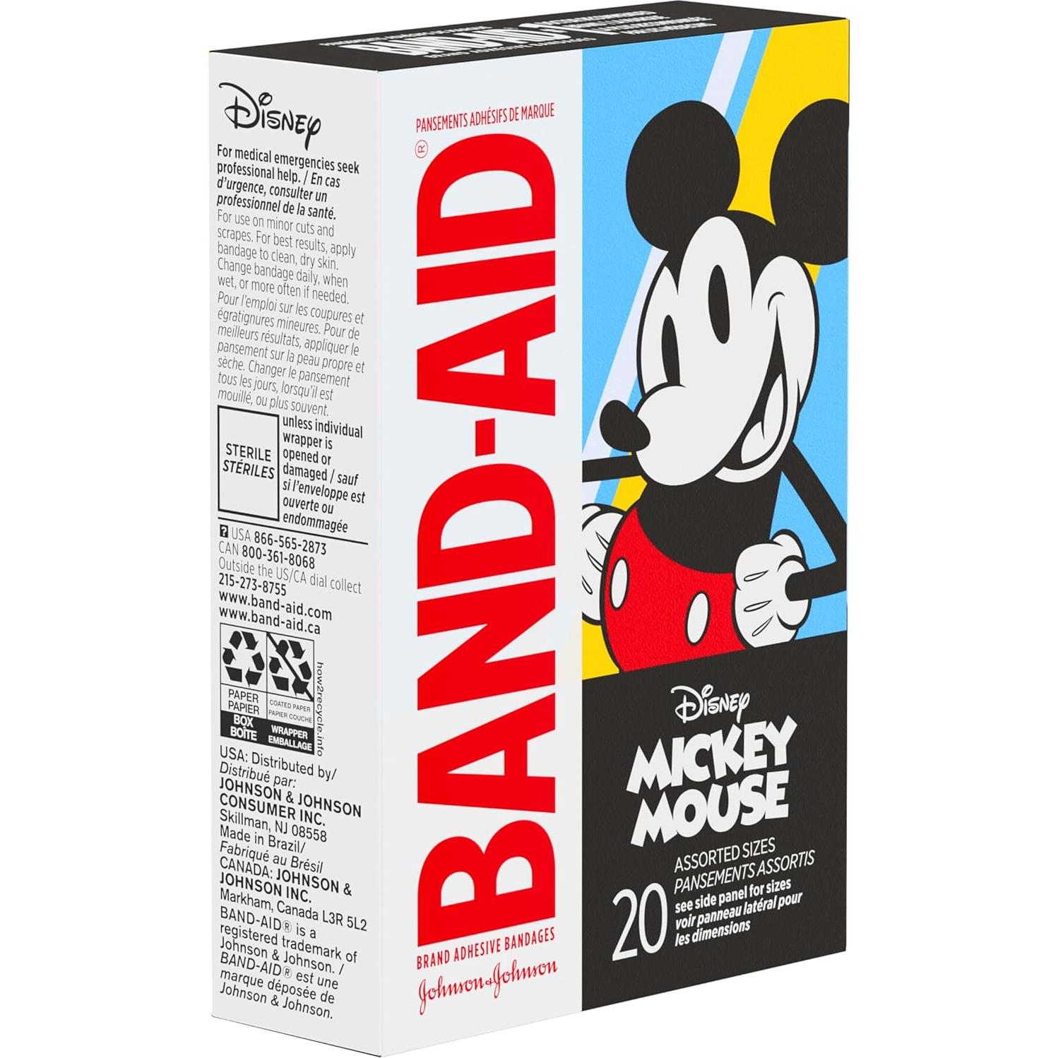 Curitas Band-Aid Mickey Mouse 20 Unidades para Niños